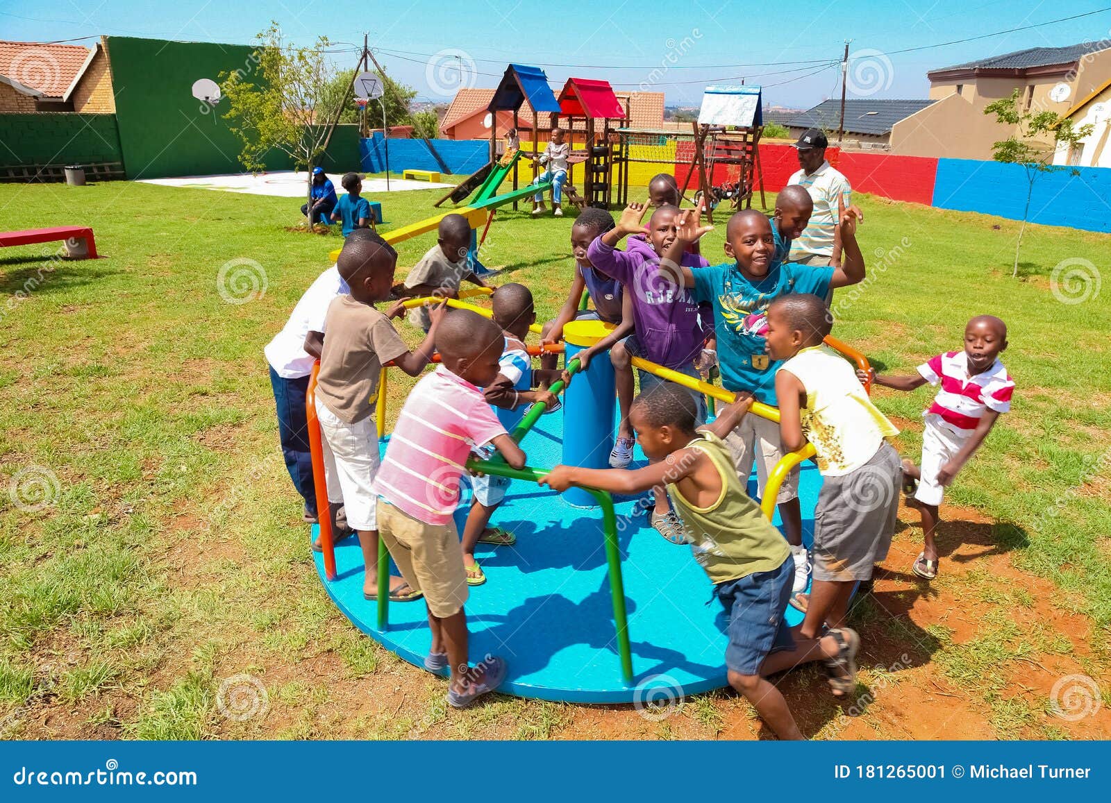 A group of african children playing in a park