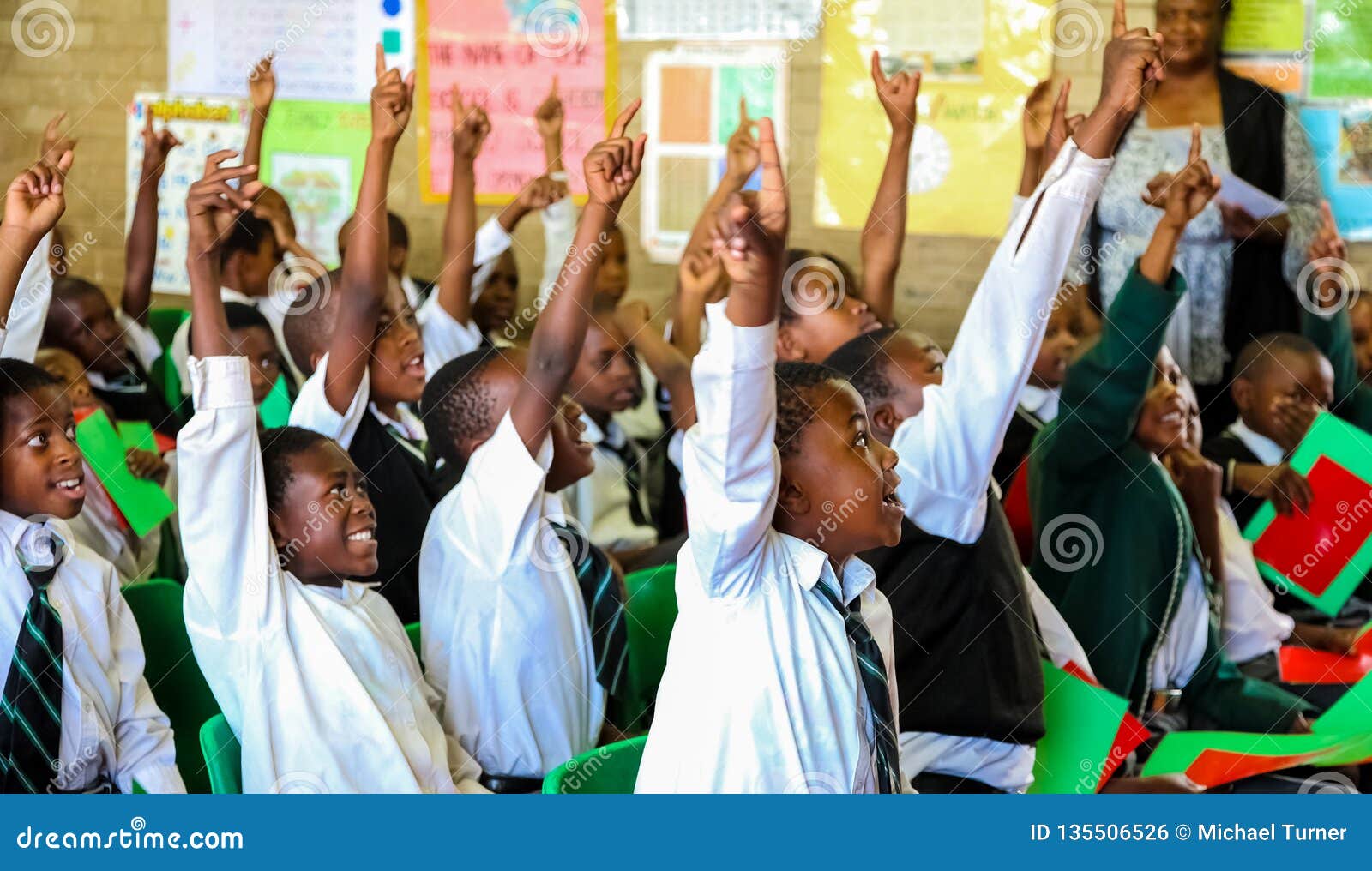African Children In Primary School Classroom Editorial