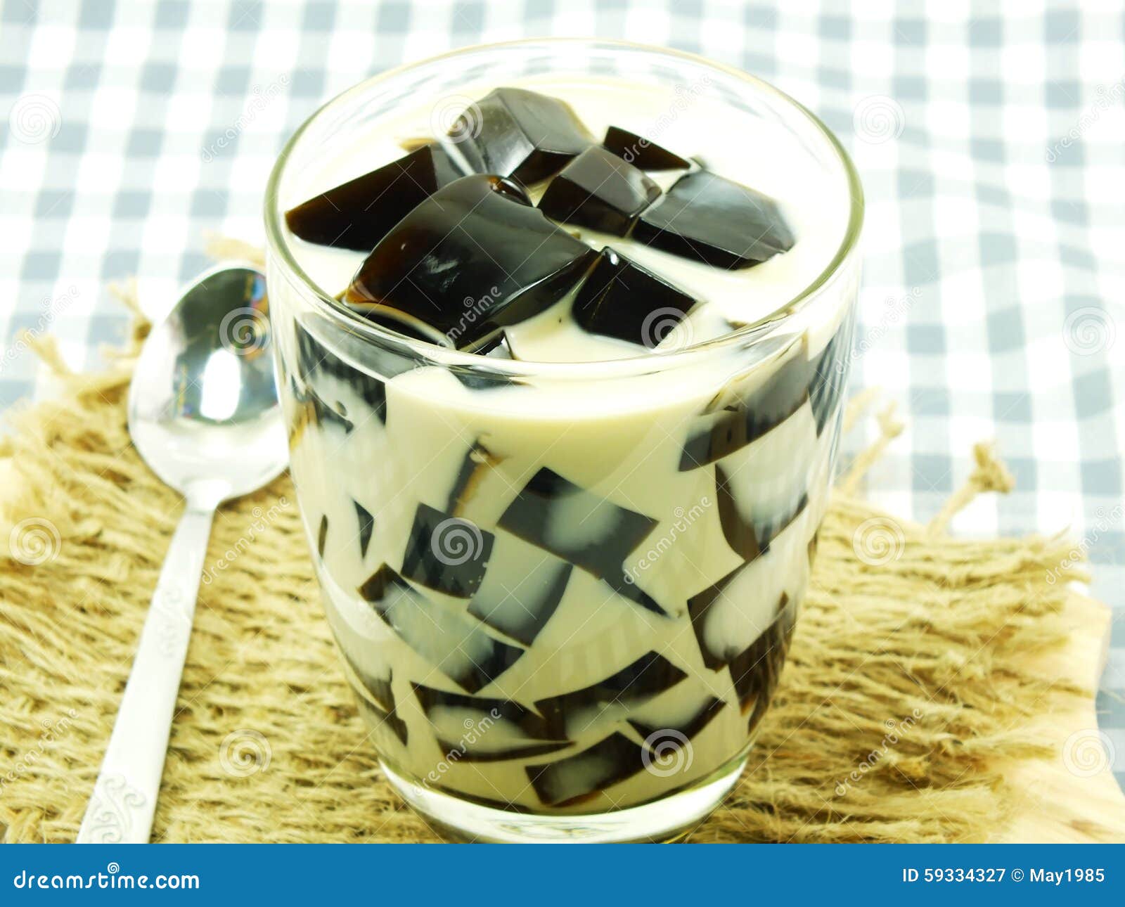 Soy milk and black jelly stock image. Image of fresh 59334327