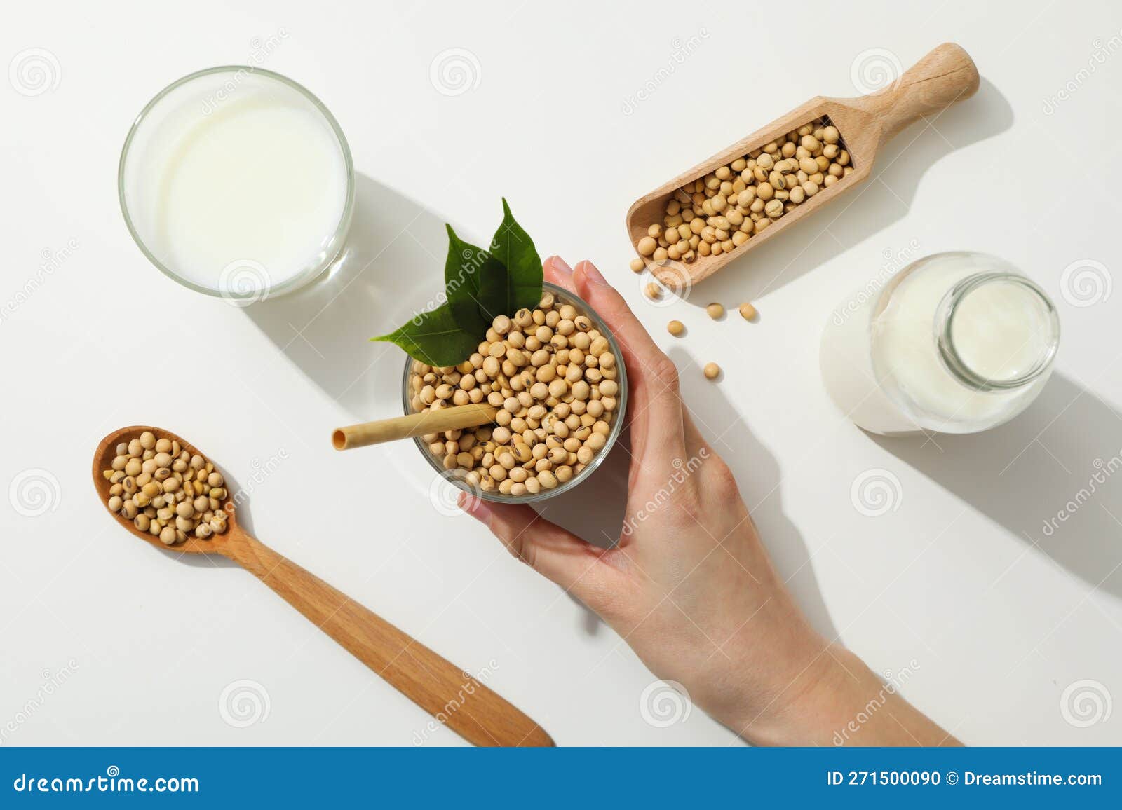 Soy Milk and Soy, Composition for Healthy Food Concept Stock Photo
