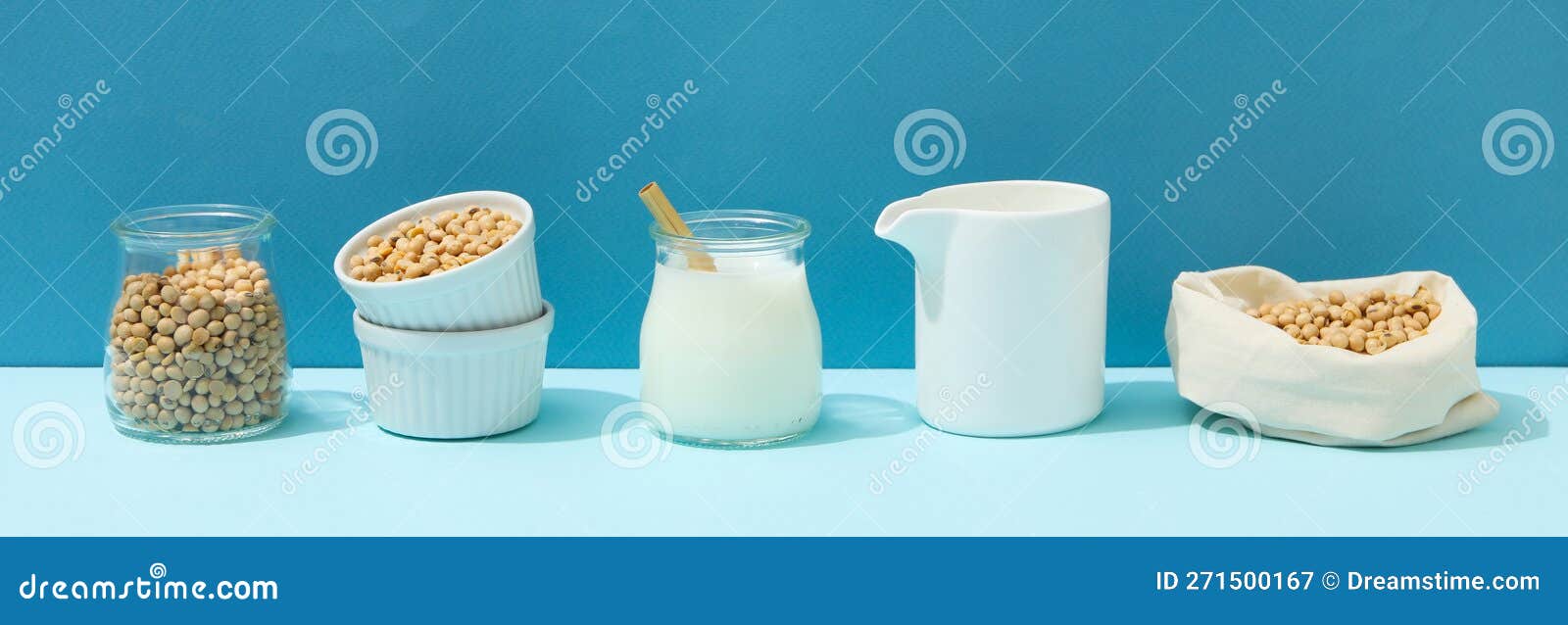 Soy Milk and Soy, Composition for Healthy Food Concept Stock Image