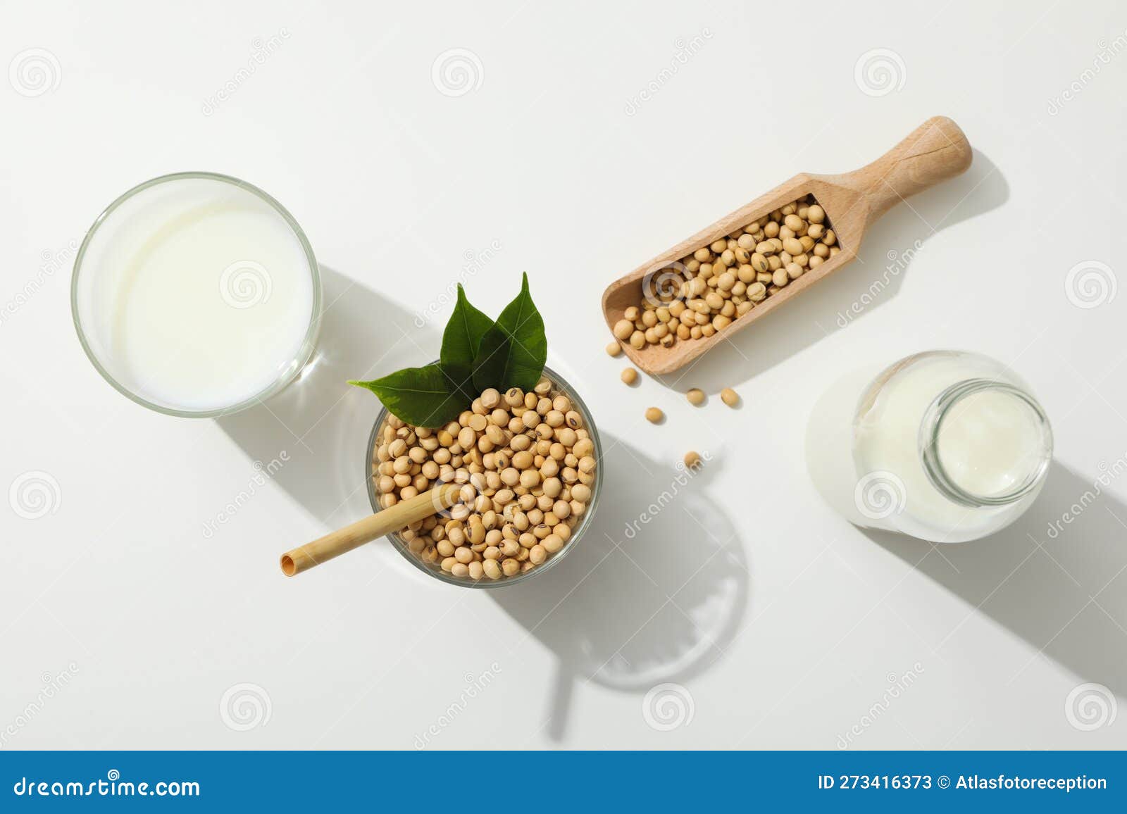 Soy Milk and Soy, Composition for Healthy Food Concept Stock Image