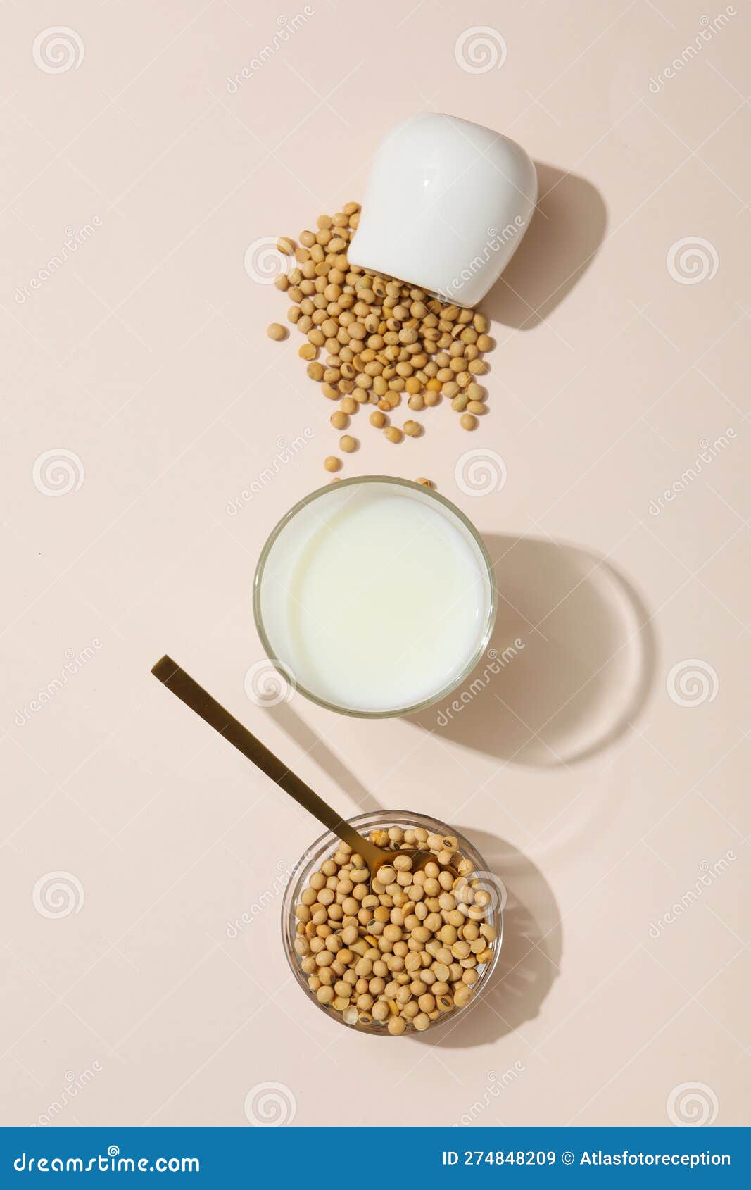 Soy Milk and Soy, Composition for Healthy Food Concept Stock Image