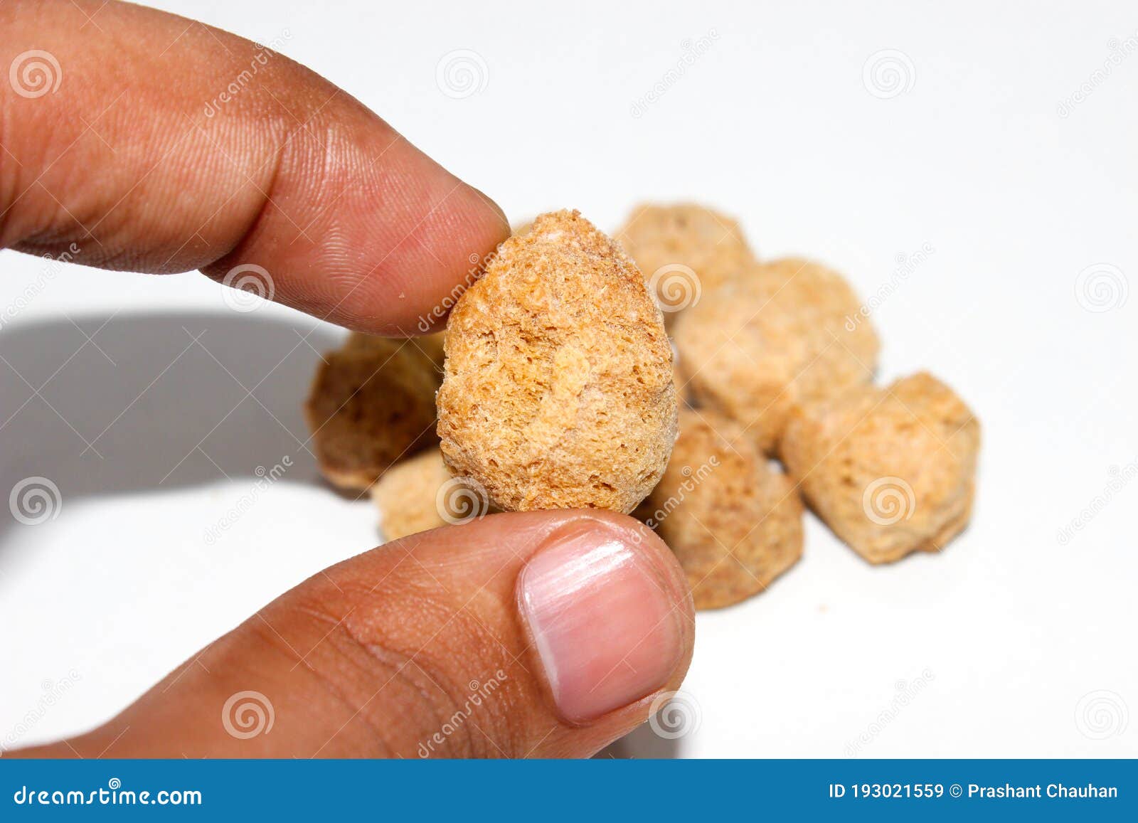 soya chunks  on white background  ,