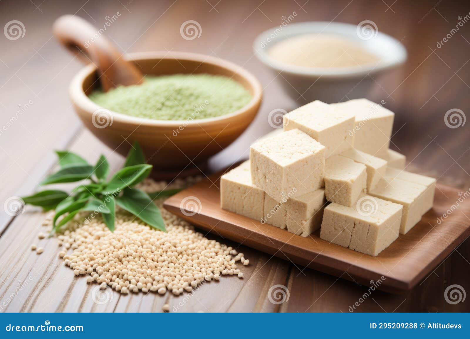 Soybean Blocks Tofu As an Alternative Protein Source Stock Photo
