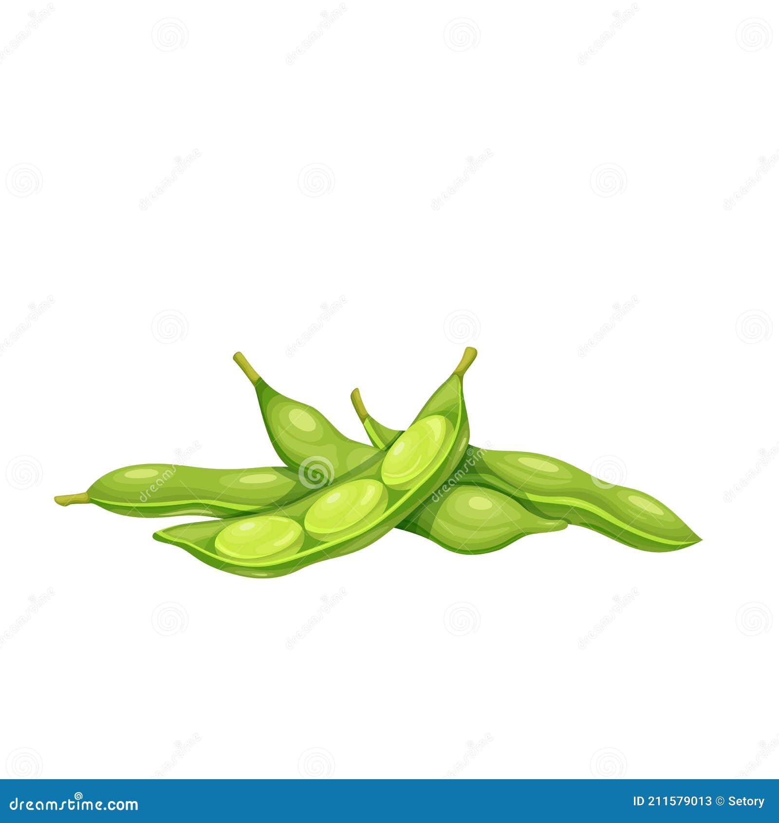 Edamame Beans And Pods Isolated On White Background. Cartoon Vector ...