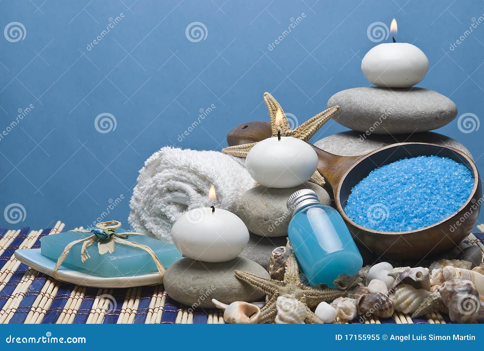 Spa background in blue. stock image. Image of beauty - 17155955