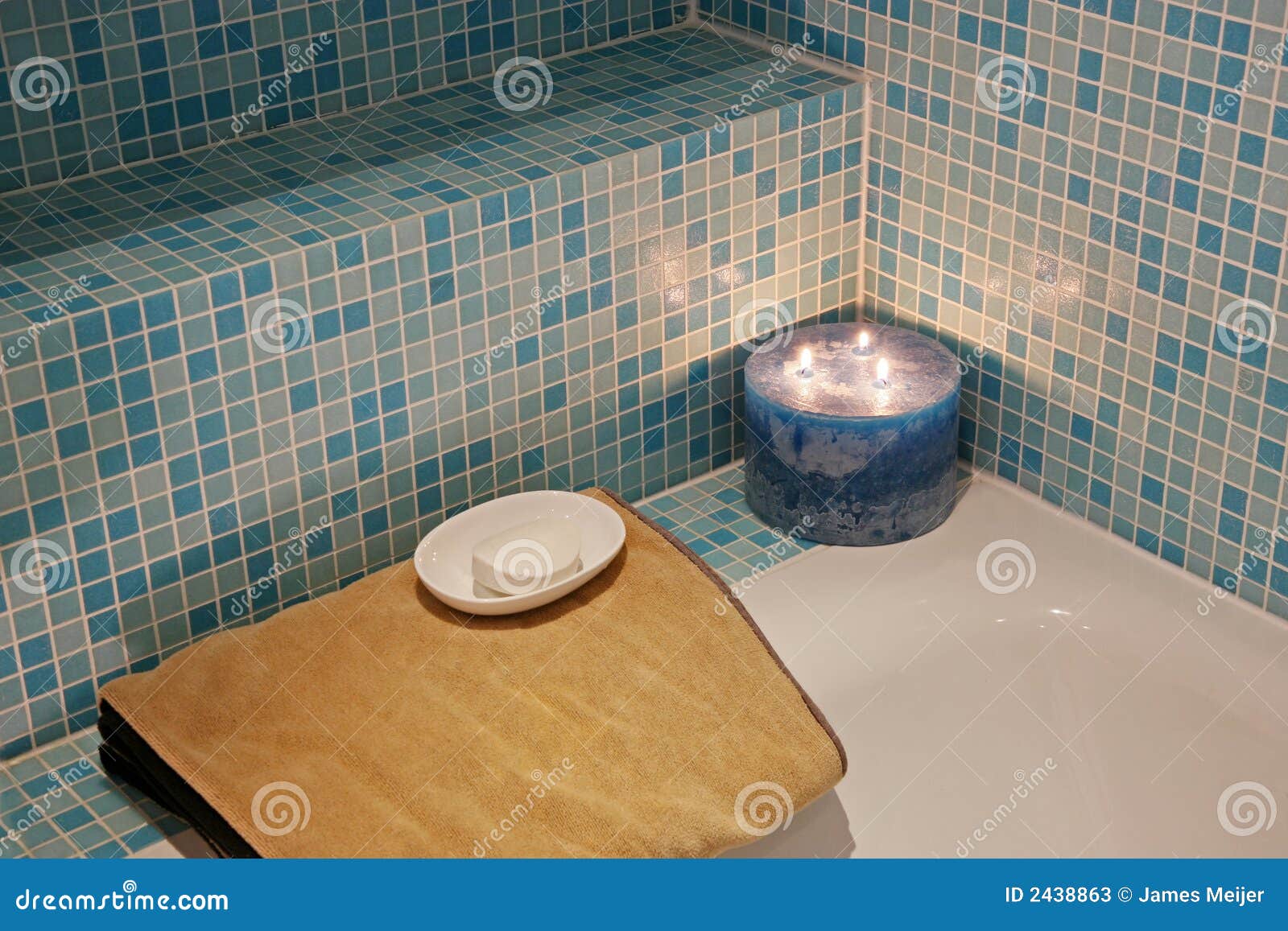 Spa Bath with Candle and Towel Stock Image Image of candle, house