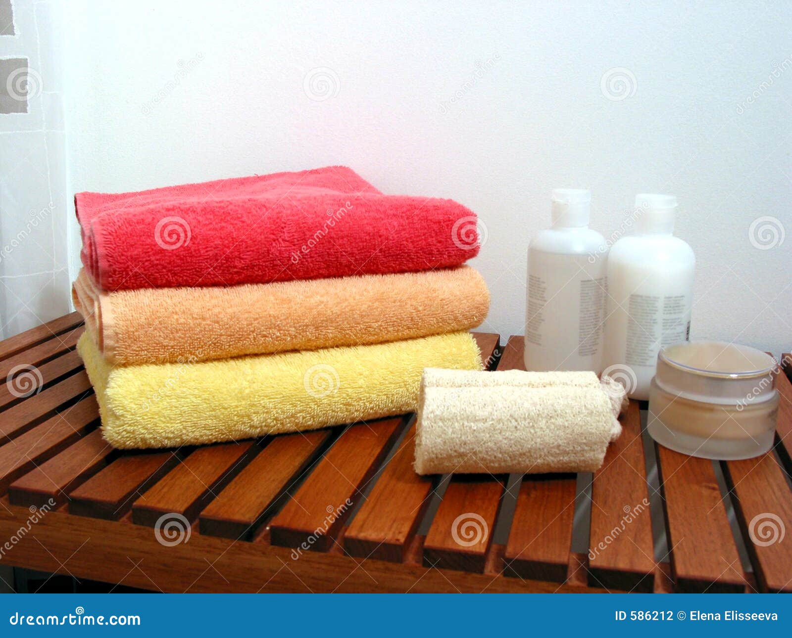 Spa or Bathroom Accessories Stock Photo Image of fresh, bench 586212