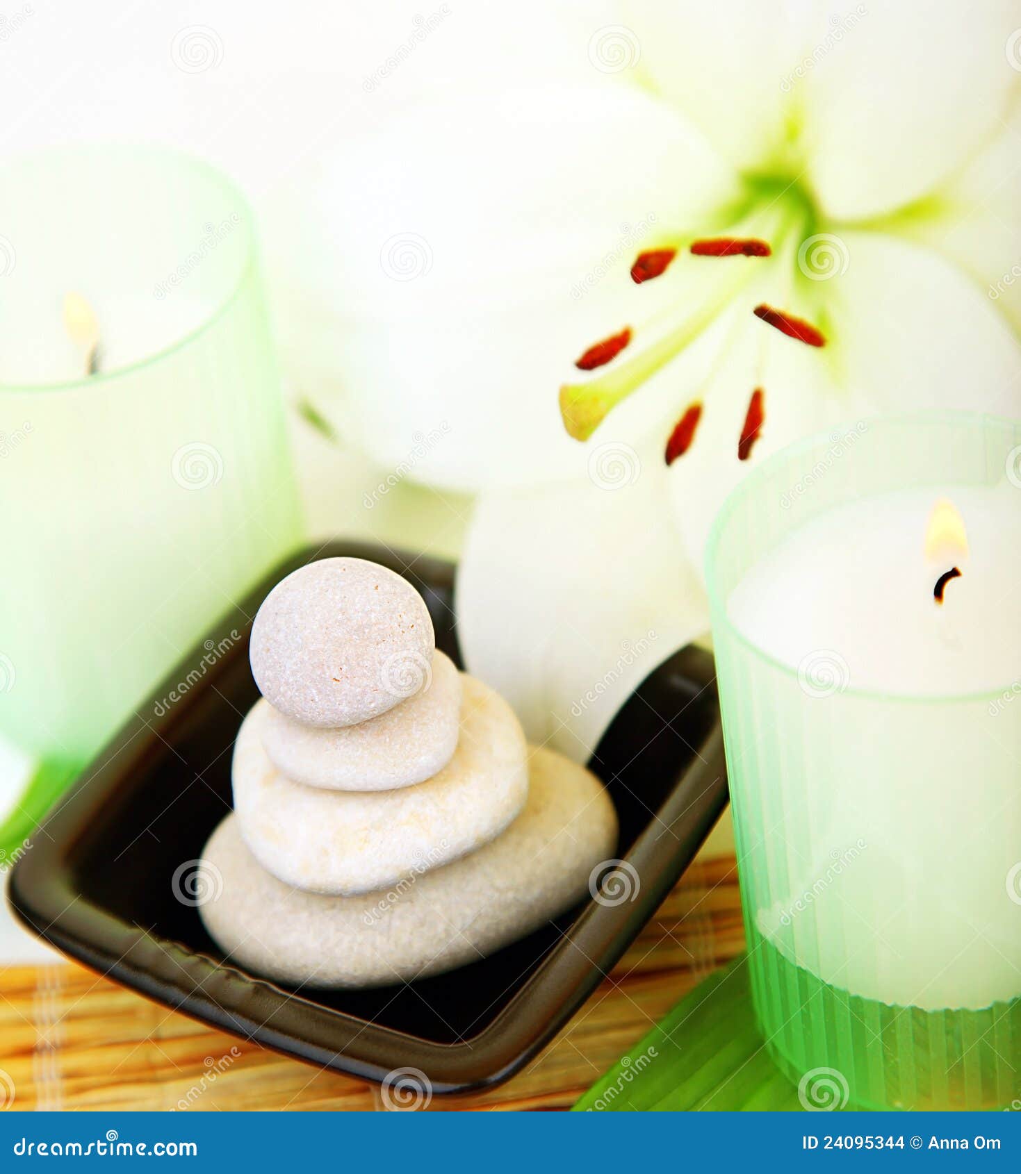 Spa candle and stones stock photo. Image of beauty, concept 24095344