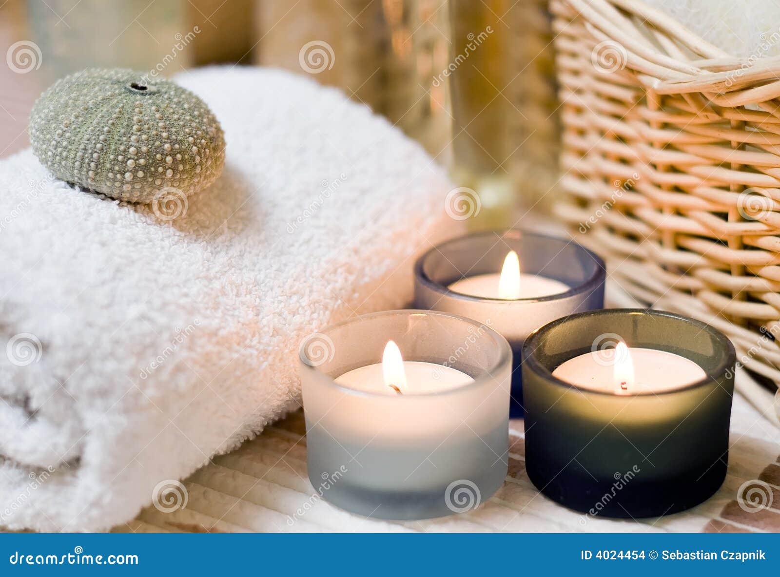 Spa candles composition stock photo. Image of comfortable 4024454