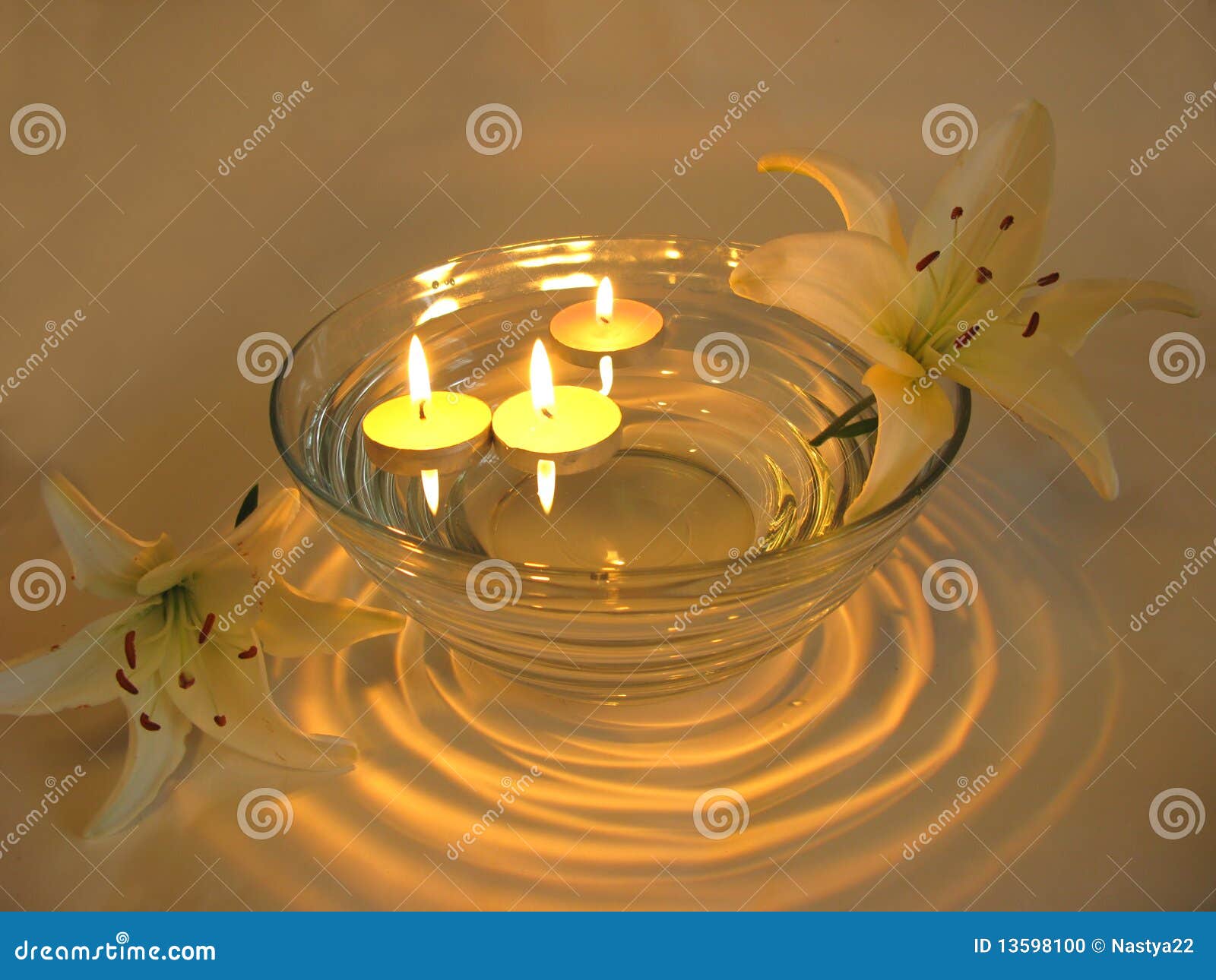 Spa candles flowers stock photo. Image of liquid, bathing 13598100