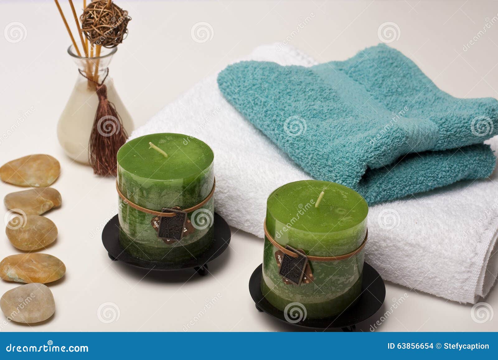 Spa Candles, Fragrance and Towels Stock Photo Image of rocks, ambient