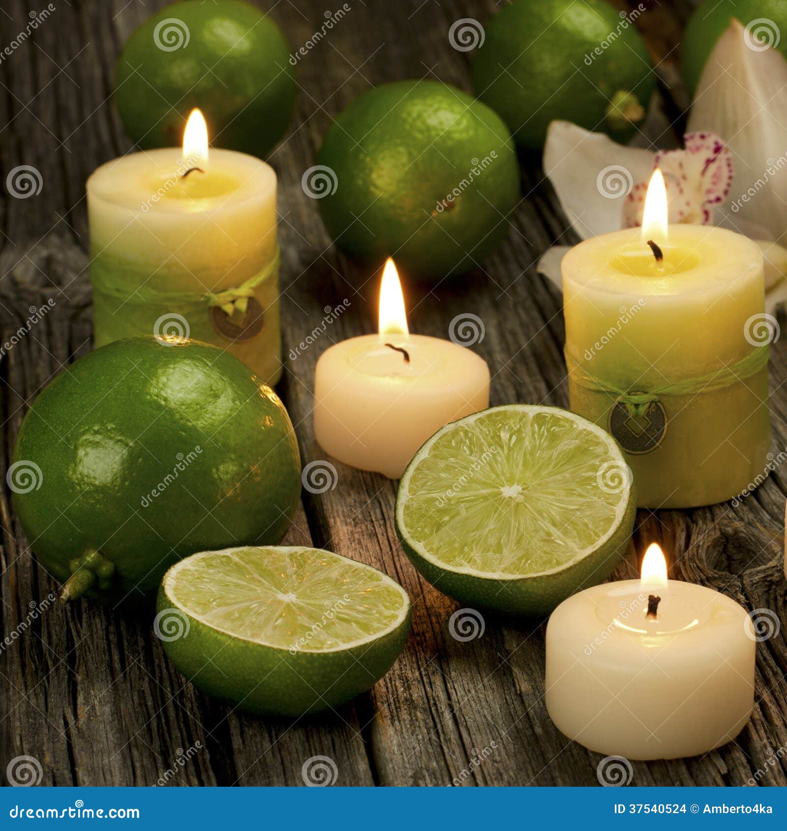 Spa candles with fruits stock photo. Image of life, natural 37540524