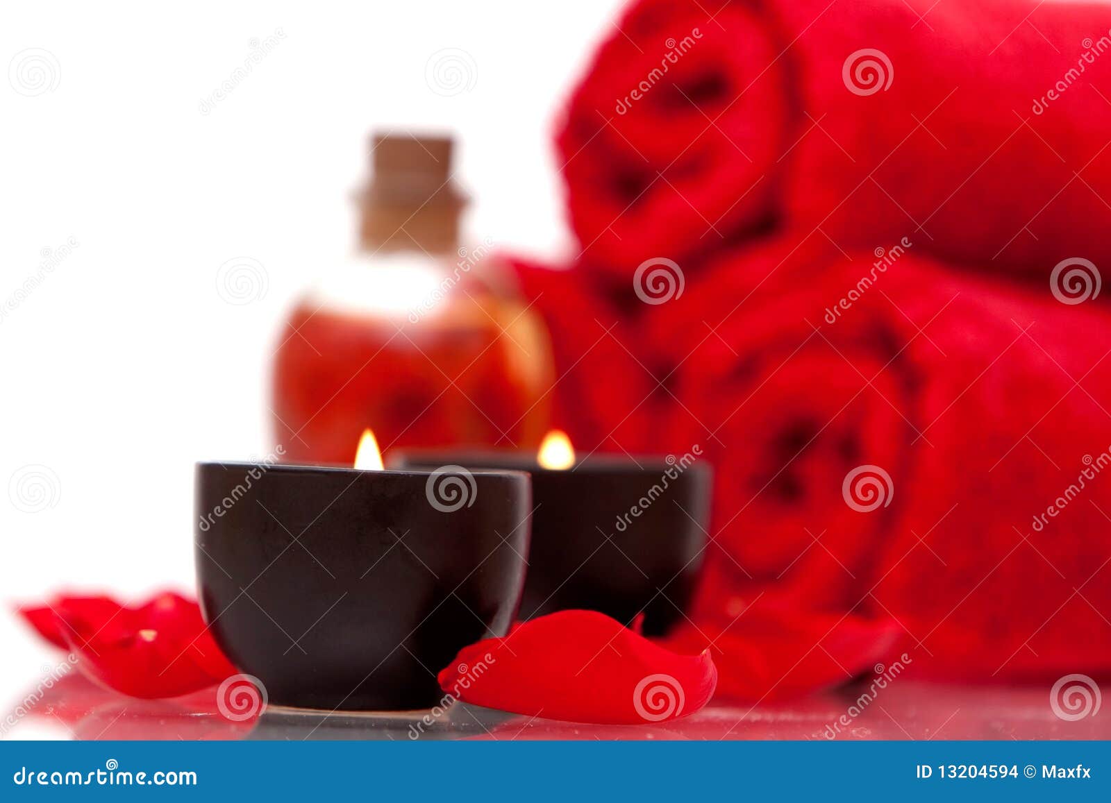 Spa candles and towels stock photo. Image of petal, towel 13204594