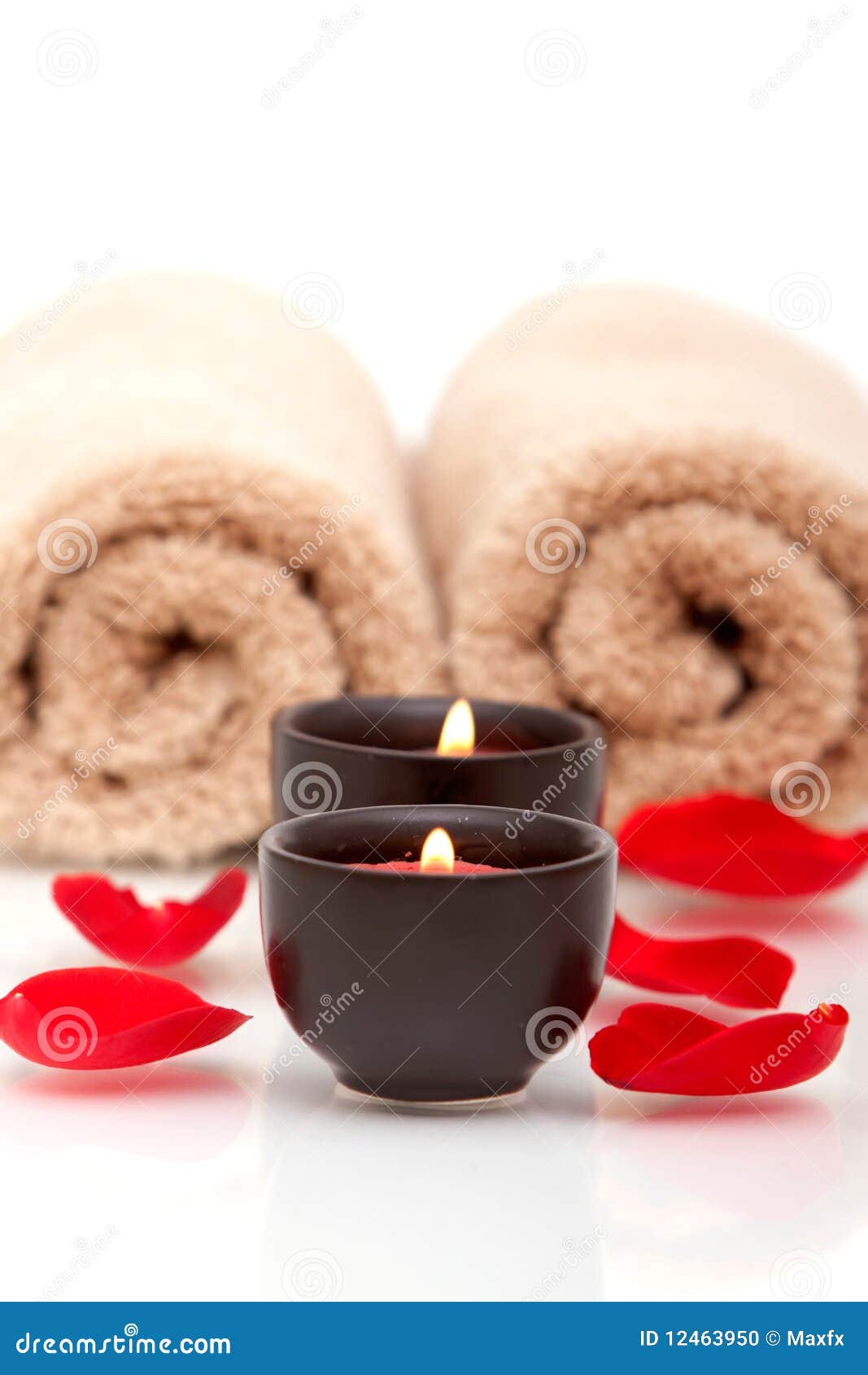 Spa Candles, Towels, Rose Petals Stock Photo Image of aromatherapy