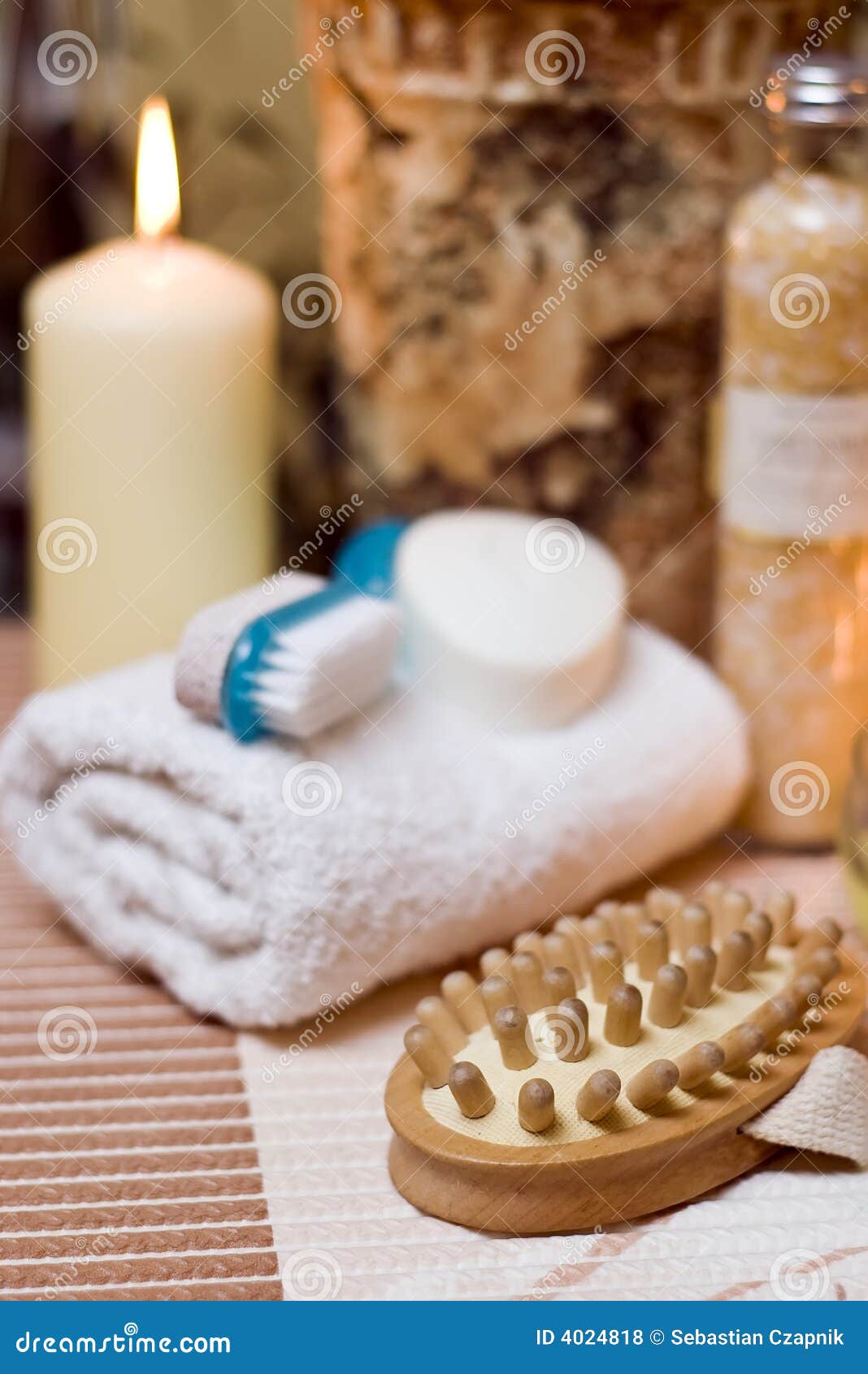 Spa candles in water stock photo. Image of indulgence 4024818