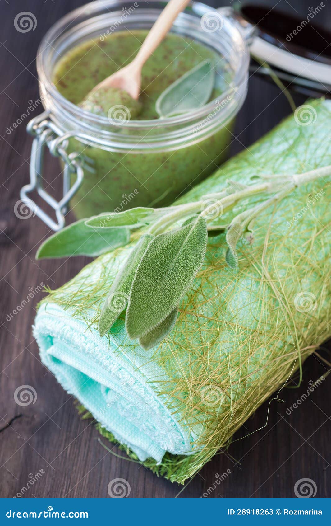 Spa Care and Treatment Body Scrub with Herbs Stock Image Image of