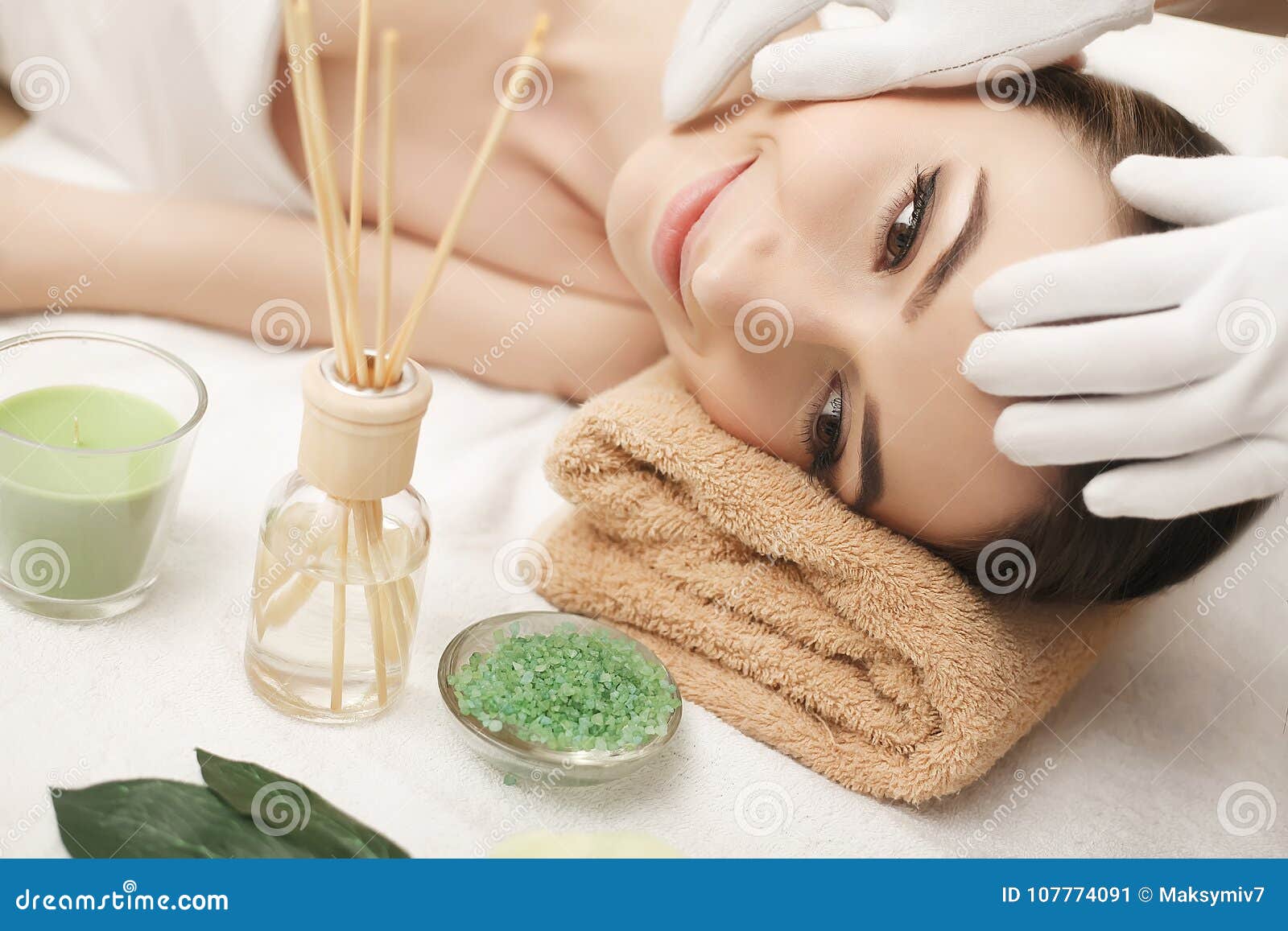 Spa Face Massage Spa Skin And Body Care Close Up Of Young Woman