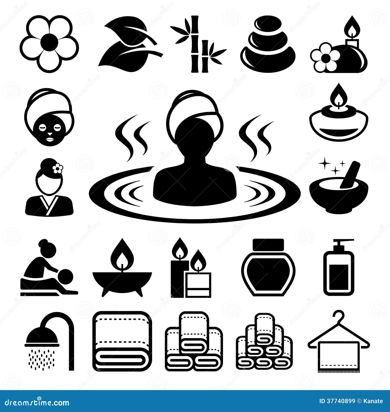 Spa icons set stock vector. Image of facial, leaf, papering - 37740899