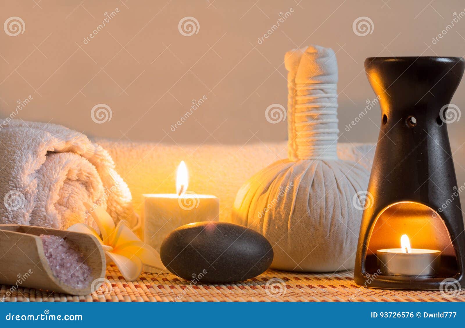 Spa Massage Setting with Candlelight Stock Photo Image of thai
