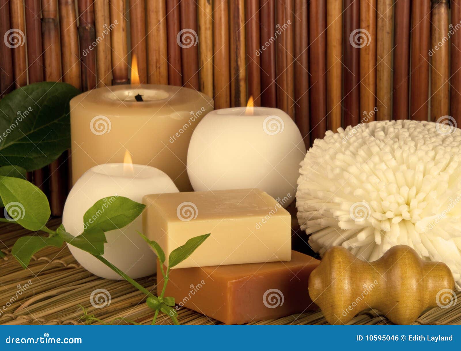 Spa Natural With Candles And Bamboo Stock Photo Image of white