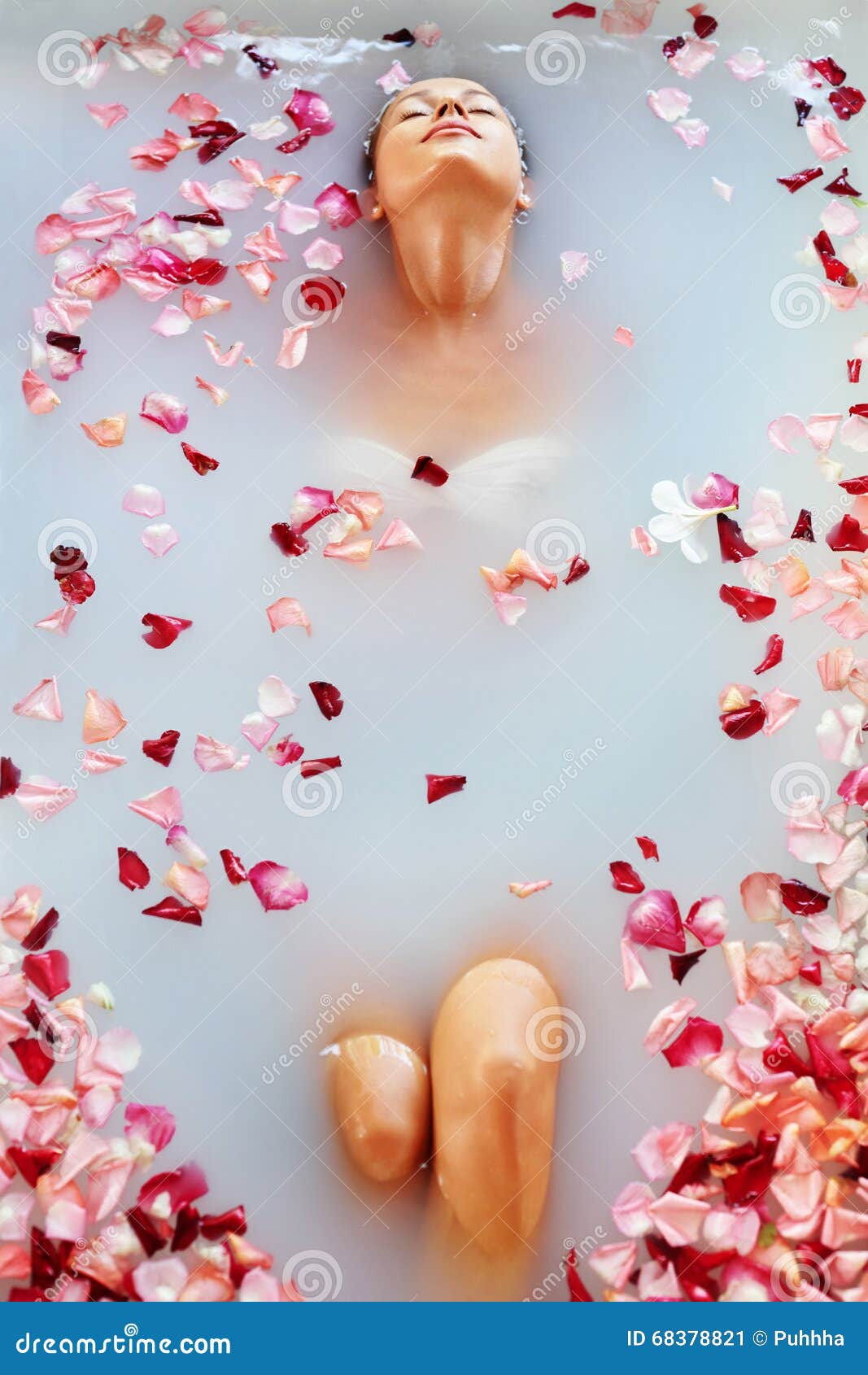spa relax flower bath. woman health, beauty treatment, body care