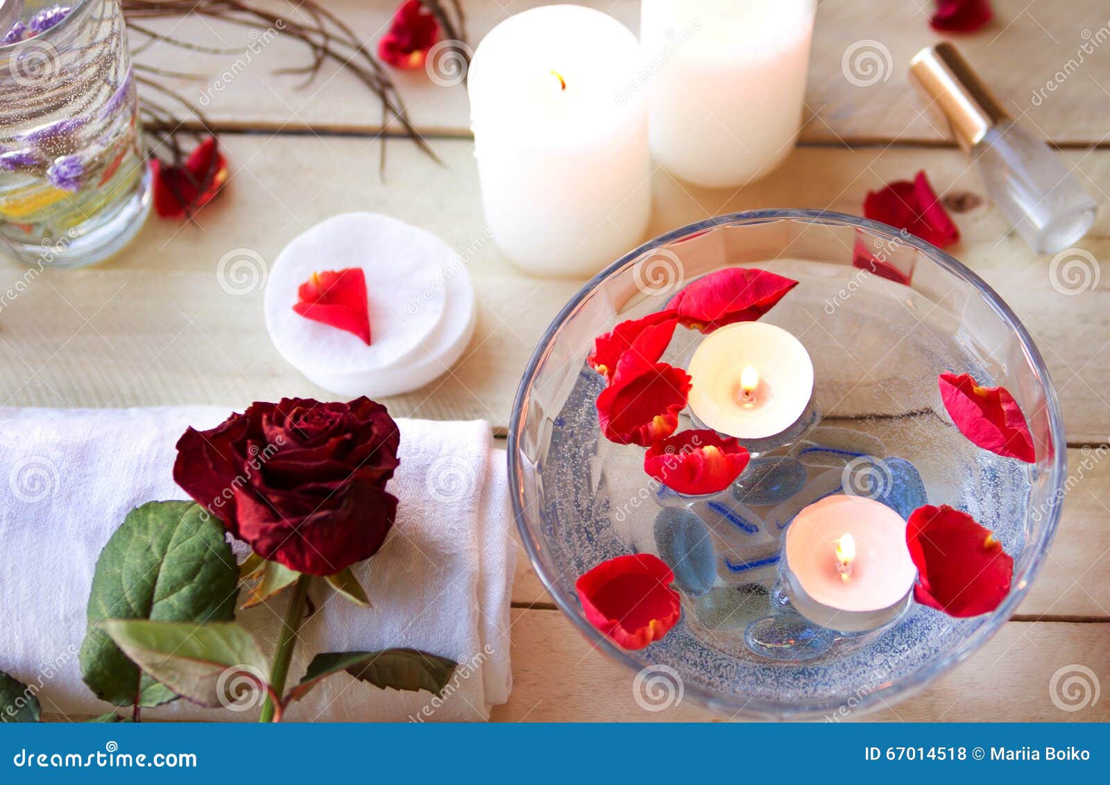 Spa Relaxation with Candles and Roses Stock Photo Image of background