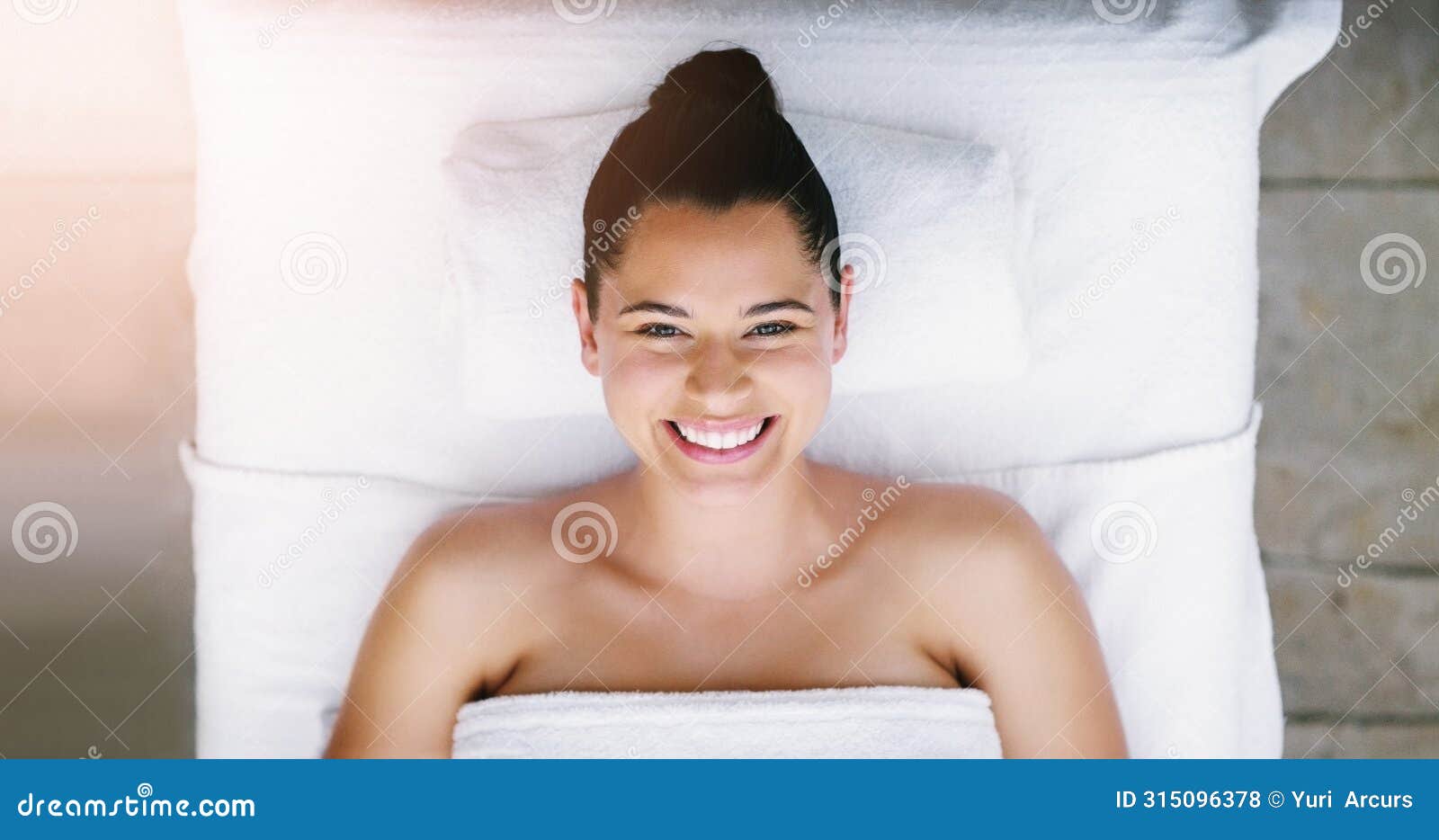 spa, salon and portrait of woman with smile for massage, facial treatment and luxury pamper. beauty aesthetic, happy and