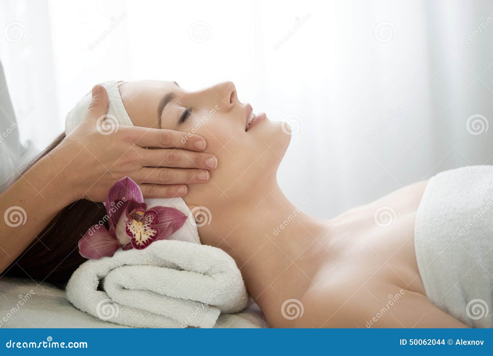 Spa Salon: Young Beautiful Woman Having Facial Massage . Stock Photo -  Image of care, female: 50062044