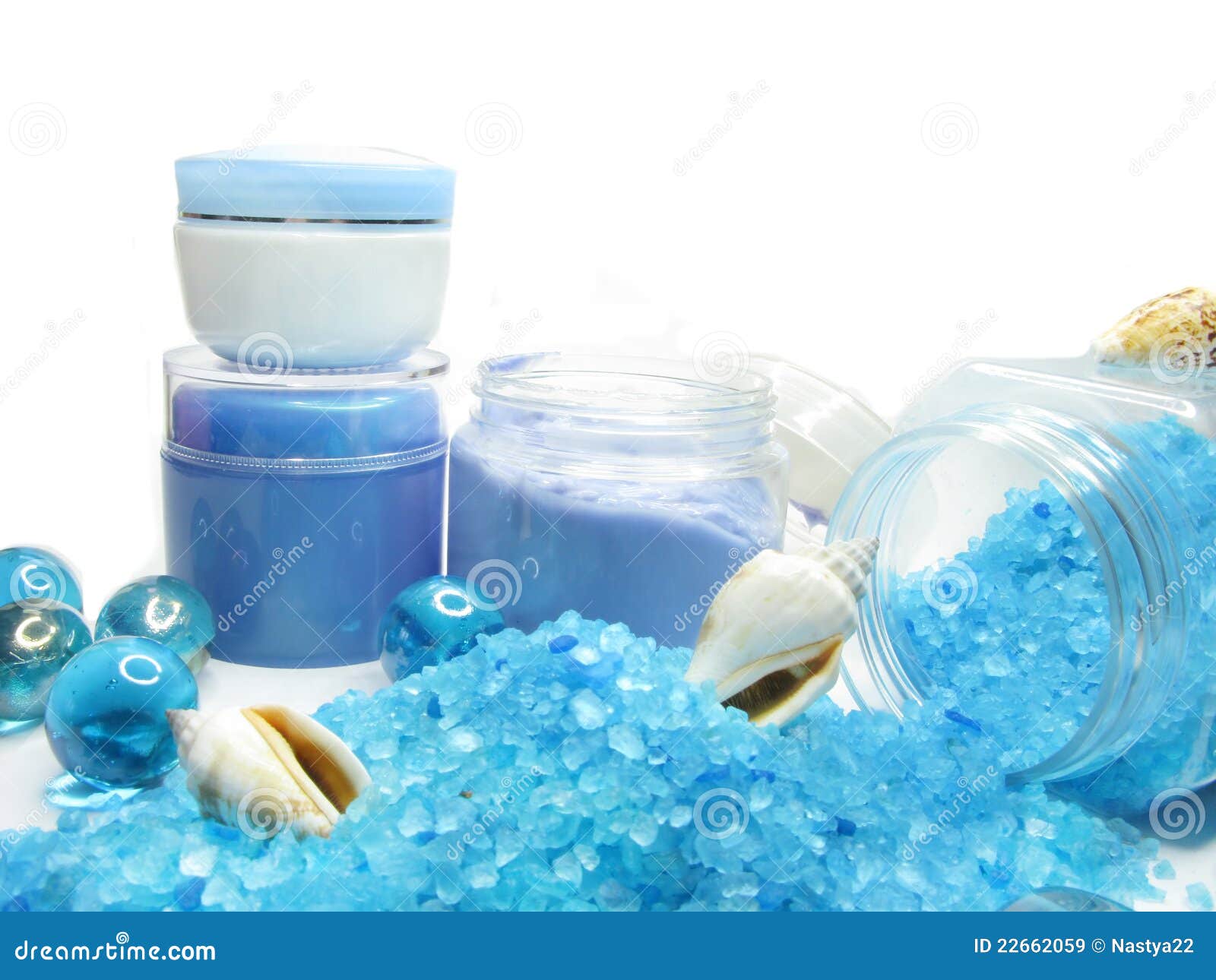 Spa Sea Shells Salt Cosmetic Cremes Stock Image Image of objects, isolated 22662059
