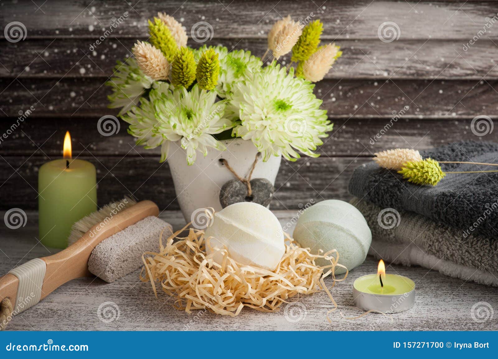 Spa set with bath bombs stock photo. Image of romantic 157271700