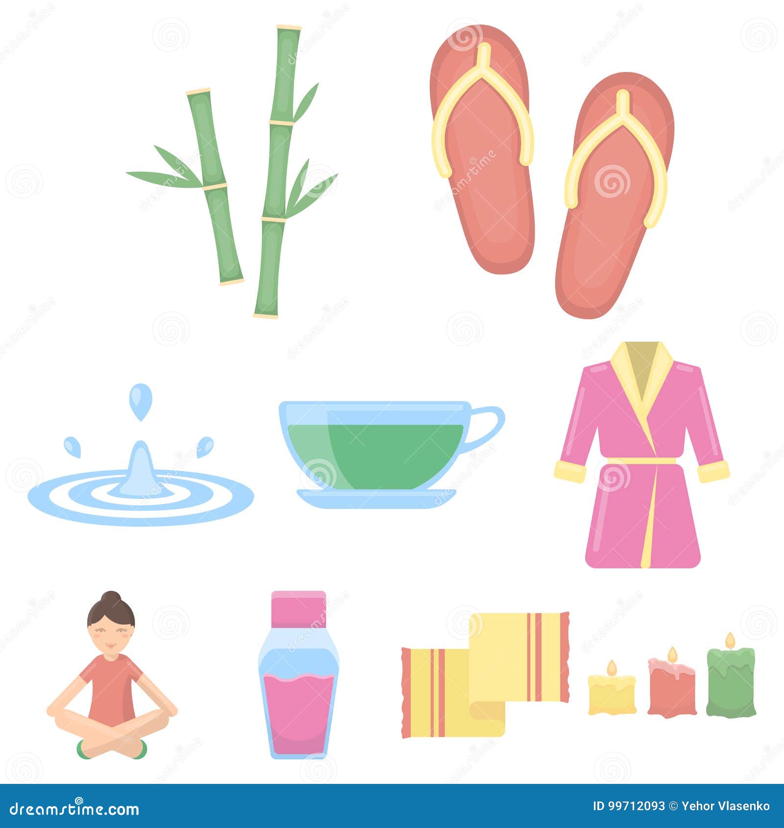 Spa Set Icons In Cartoon Style. Big Collection Of Spa Vector Symbol