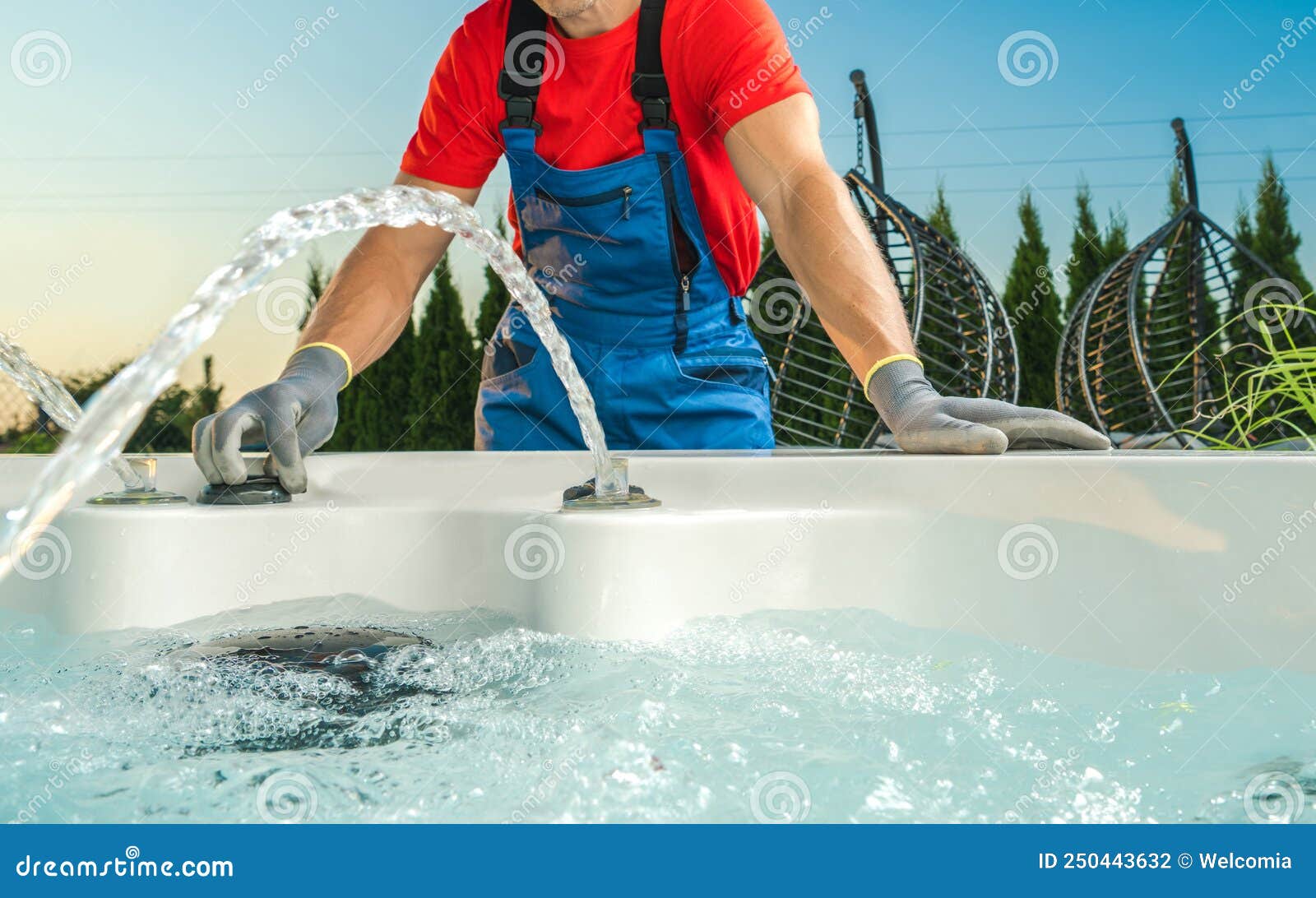 spa technician performing hot tub checks