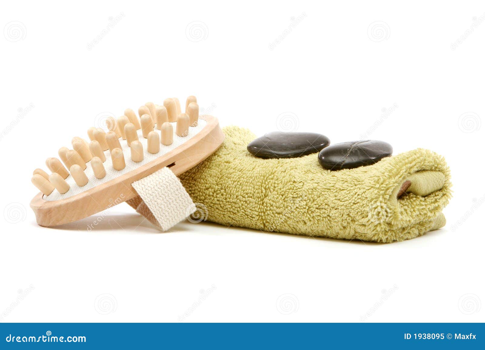 spa towel, rocks and massager