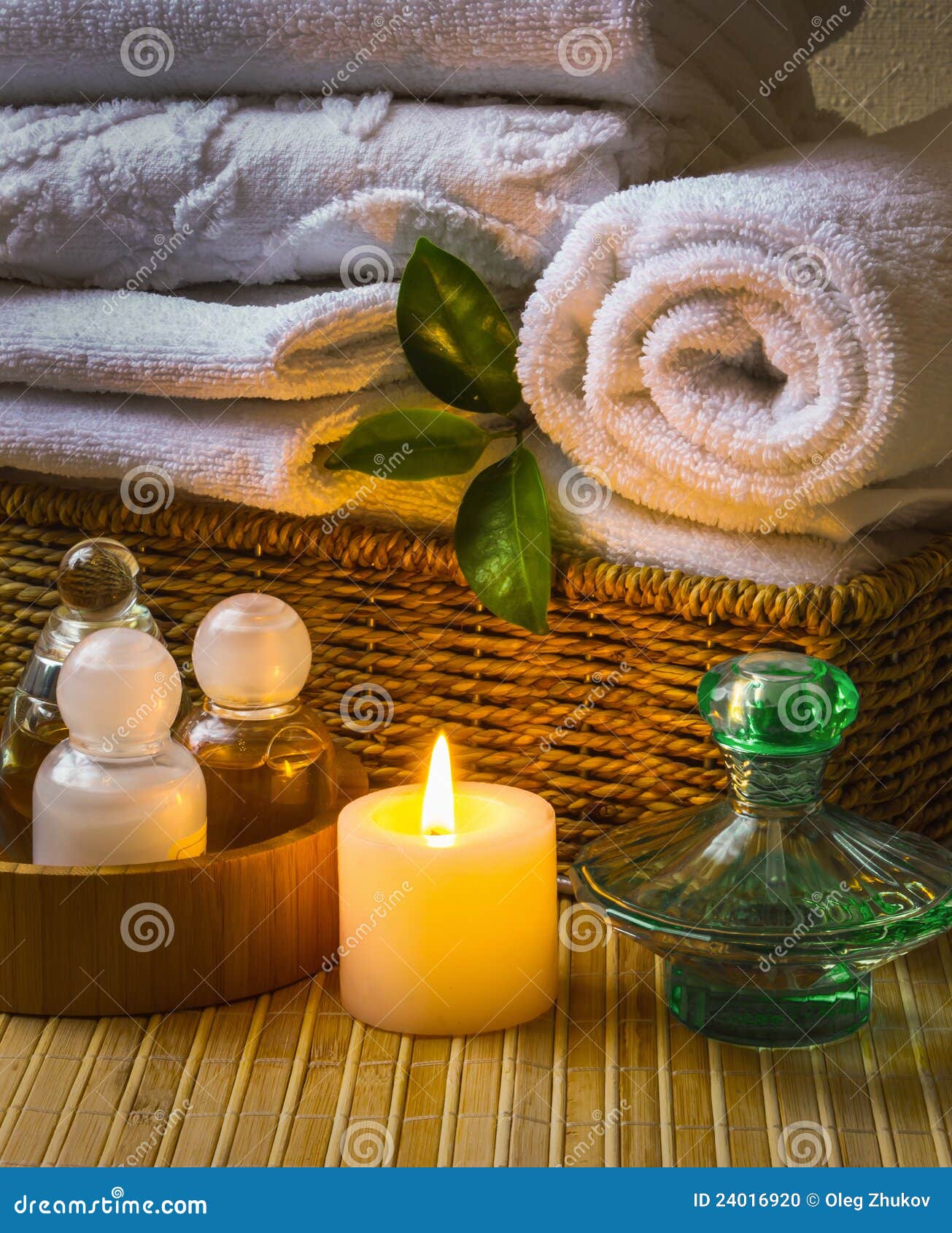 Spa with towels and candle stock photo. Image of aromatherapy 24016920