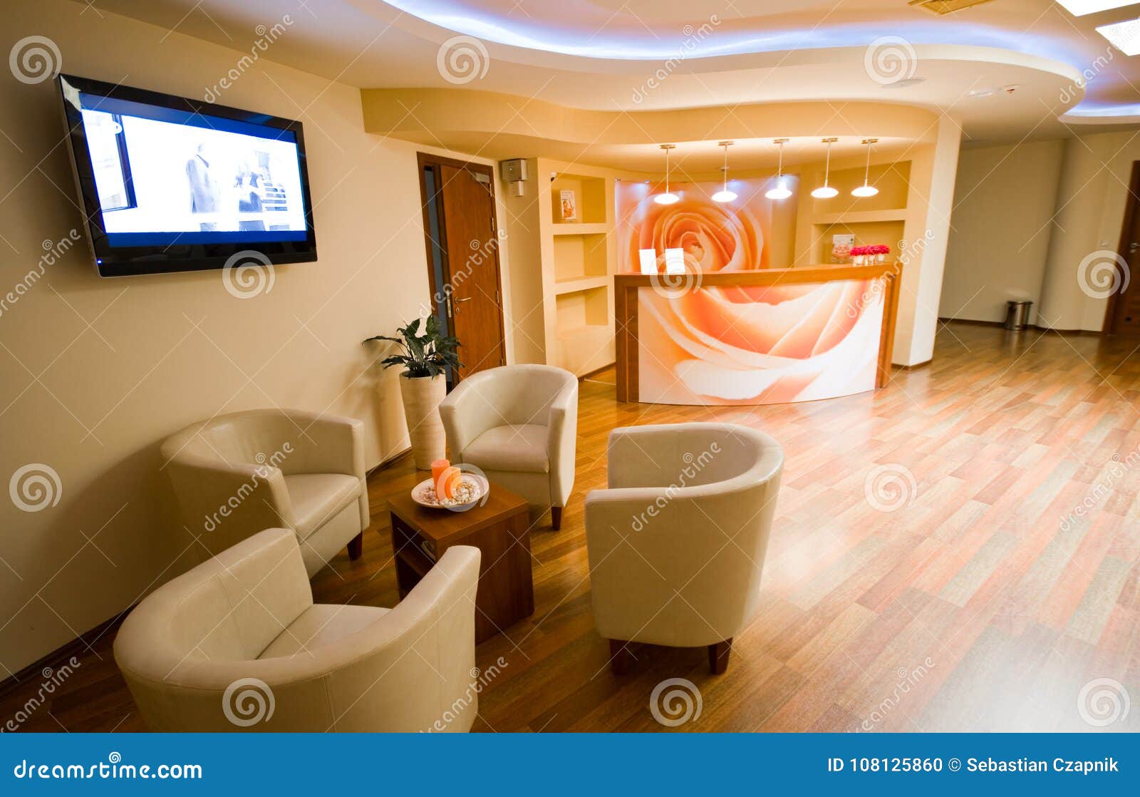 Spa Waiting Room Interior With Leather Chairs Stock Photo Image