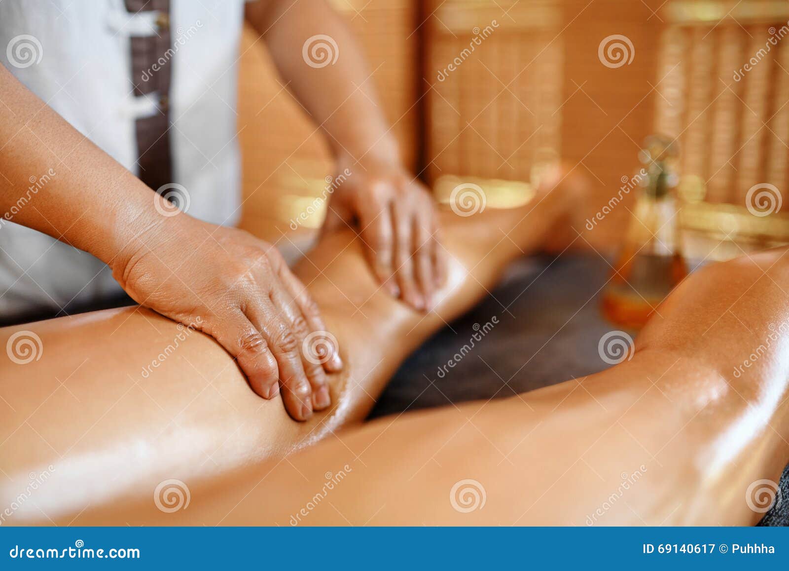 Spa Woman Body Care Legs Oil Massage Therapy Skin Care Stock Image