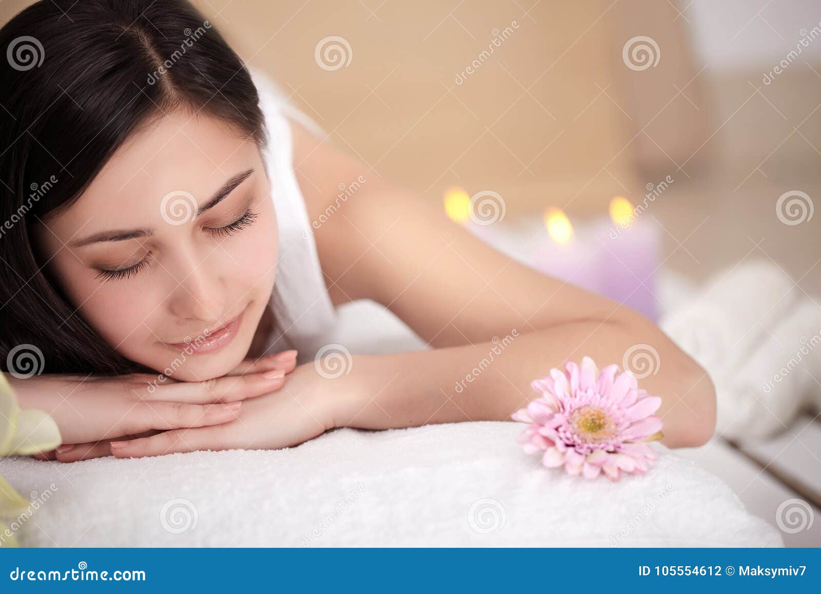 Spa Woman Female Enjoying Relaxing Back Massage In Cosmetology Spa Centre Body Care Skin Care