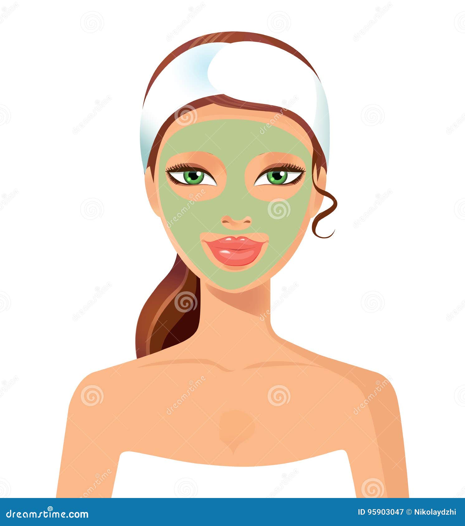 Spa Woman With Mask On Face Vector Illustration Concept Stock Vector