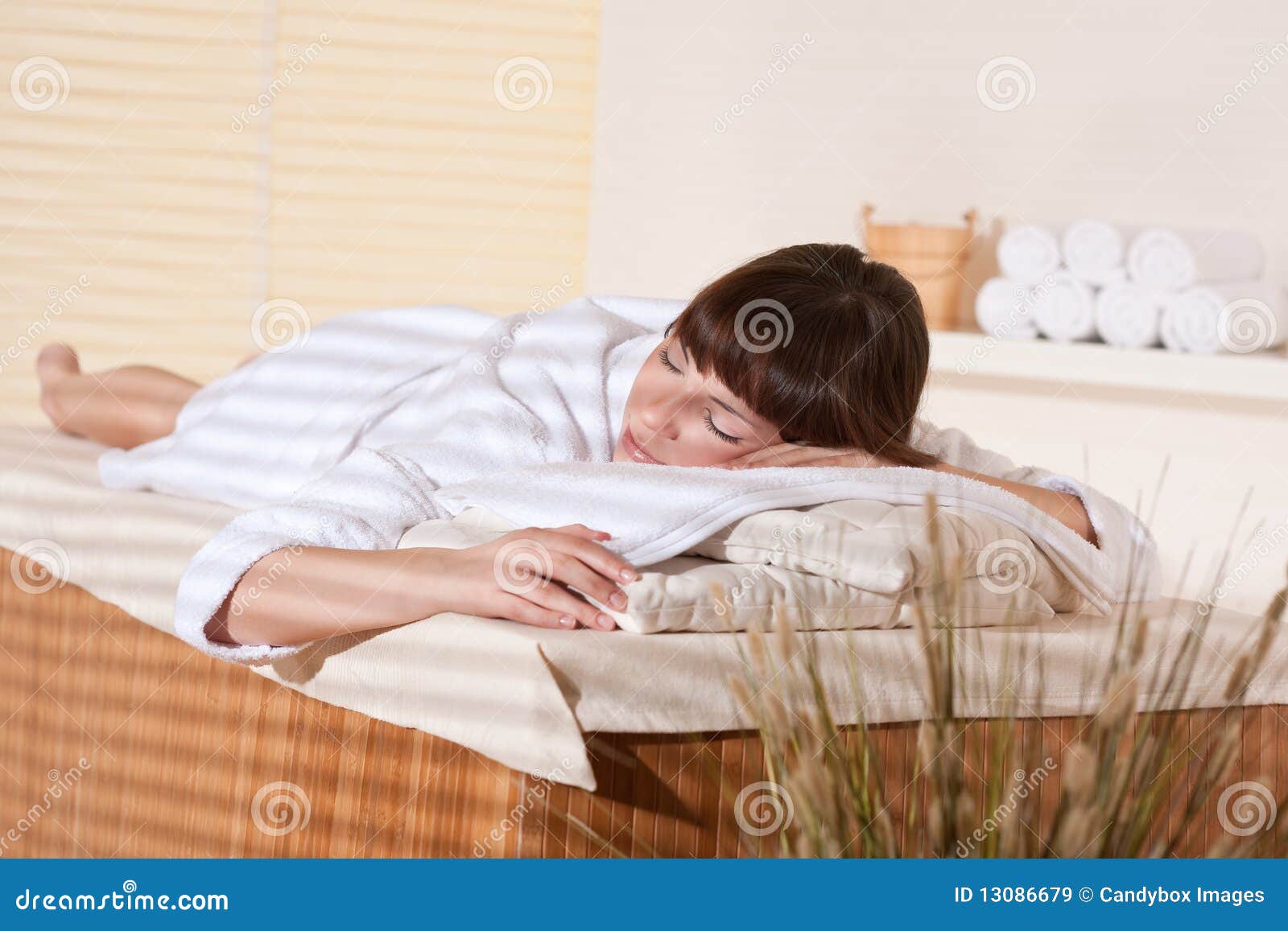 Spa Young Relaxed Woman at Wellness Therapy Stock Image Image of