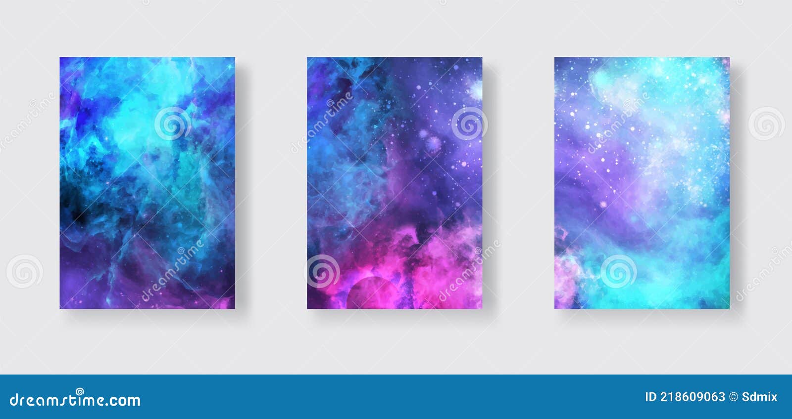 Space Abstract Galaxy Banners Set. Vector Design. Stock Vector
