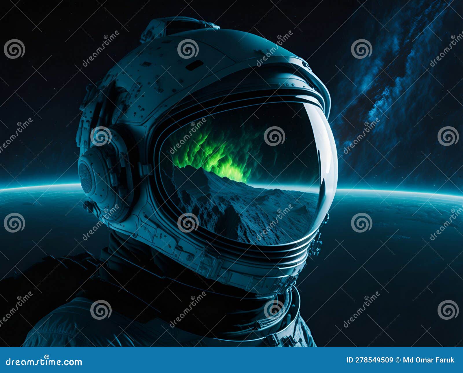 space adventure with an astronautâs helmet mirror.