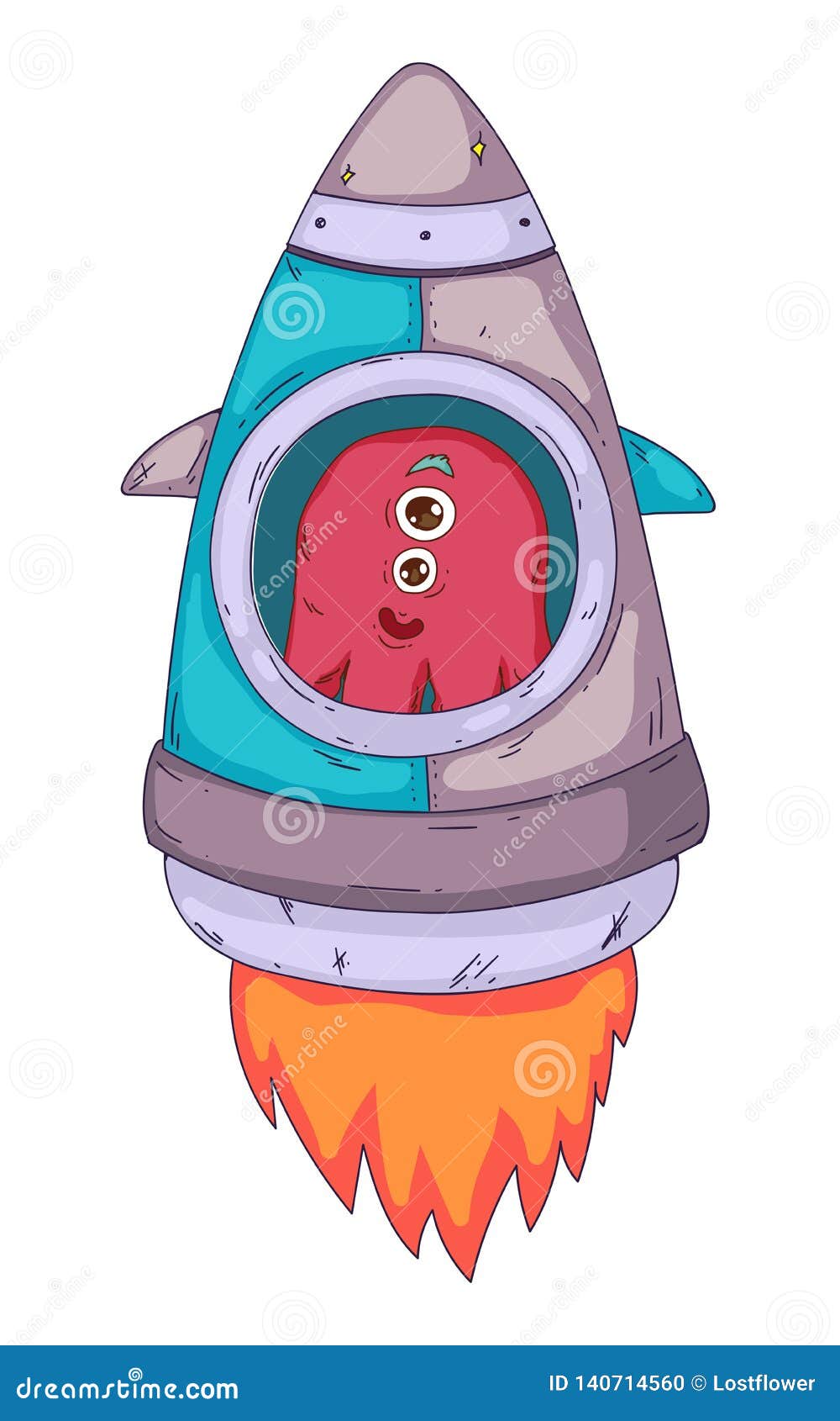 Space Aliens, Monster with Spaceship, Rocket. Cartoon Character for Little  Children. Kids Drawing. Stock Vector - Illustration of globe, dark:  140714560