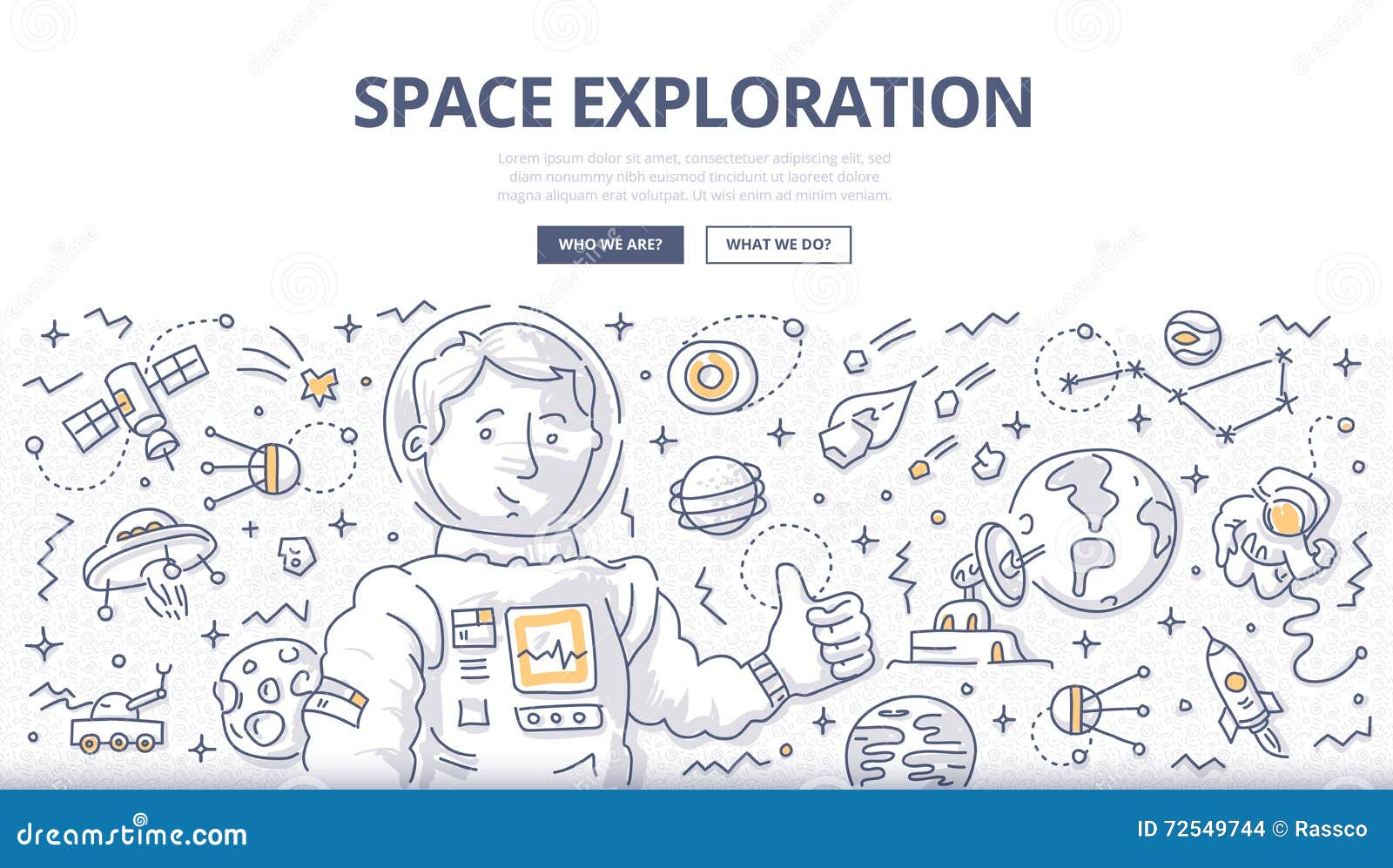 space exploration doodle concept