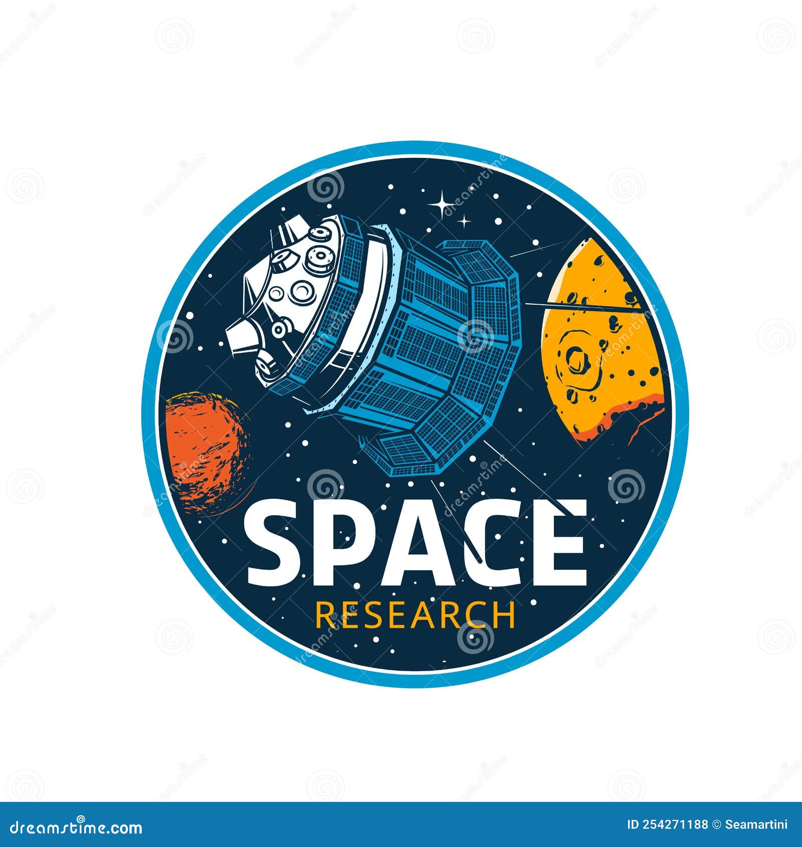 Space Explorer in Galaxy Vintage Icon or Badge Stock Vector