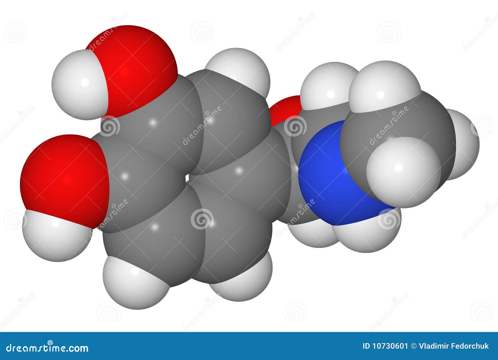 space-filling model of adrenaline molecule