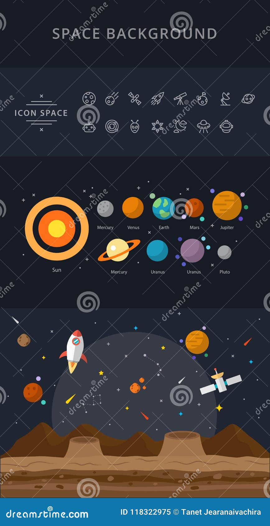 space flat icons blue - 