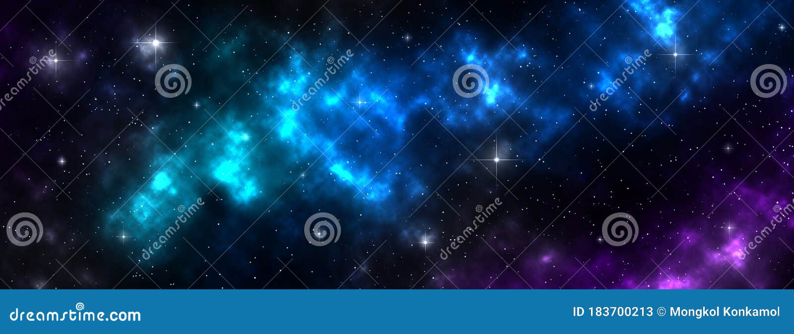 Space Galaxy Background With Shining Stars And Nebula In Blue