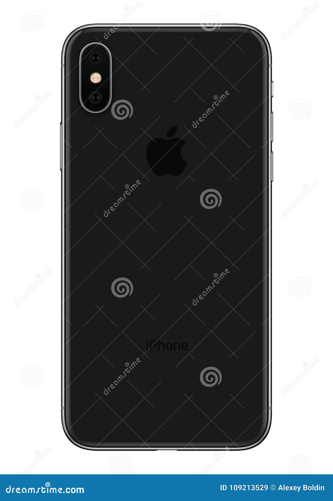 Space Gray Apple IPhone X Back Side Front View Isolated on White